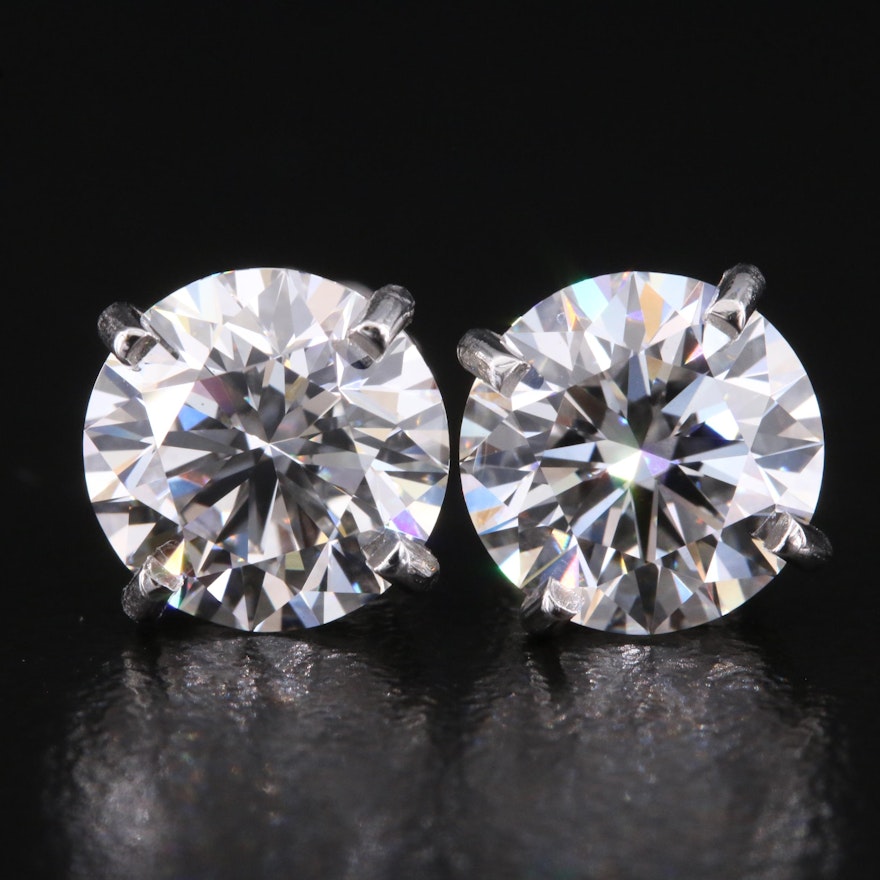Platinum 4.10 CTW Lab Grown Diamond Stud Earrings with IGI Reports