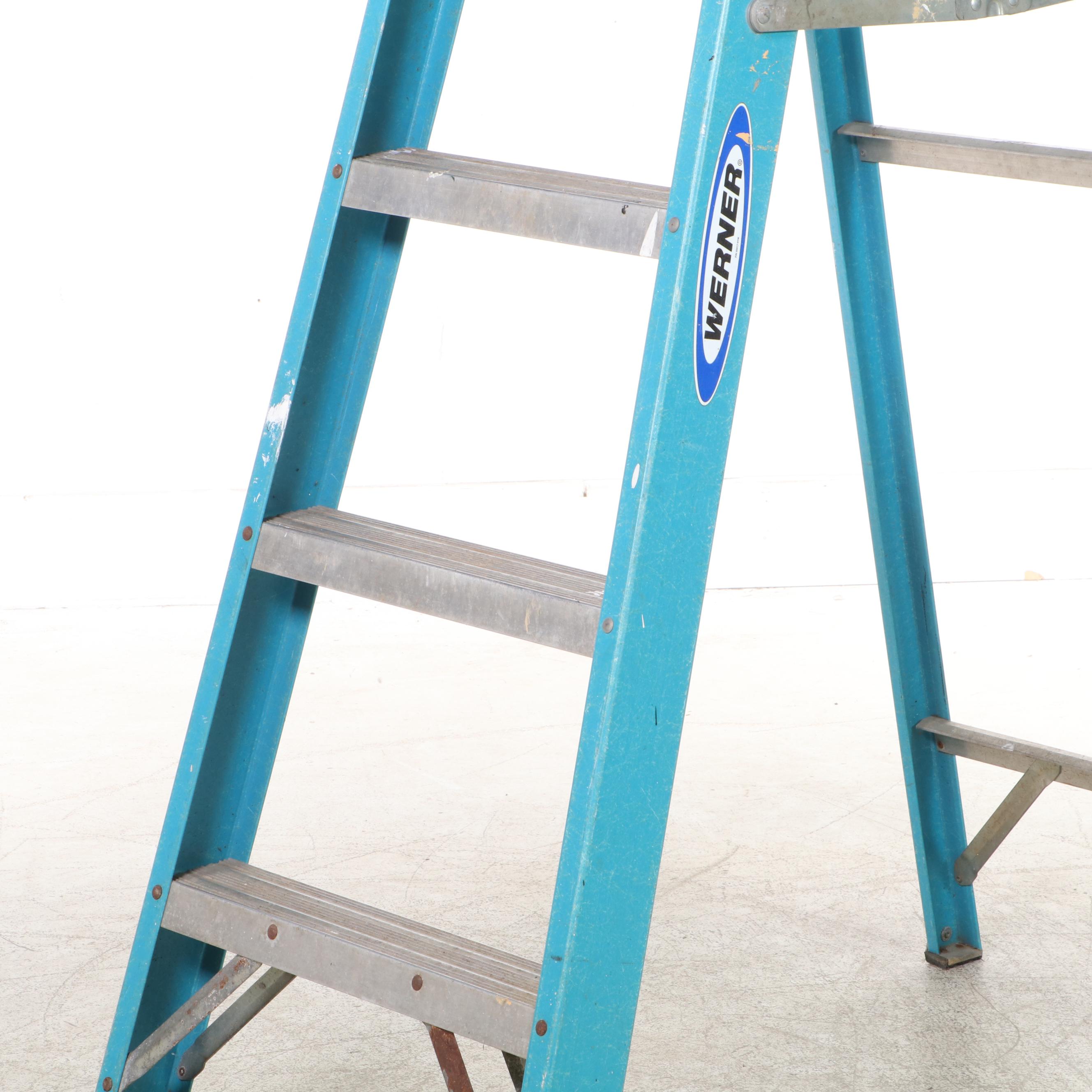 Werner Type I Heavy Duty/Industrial Use 6' Folding Ladder, Late 20th Century