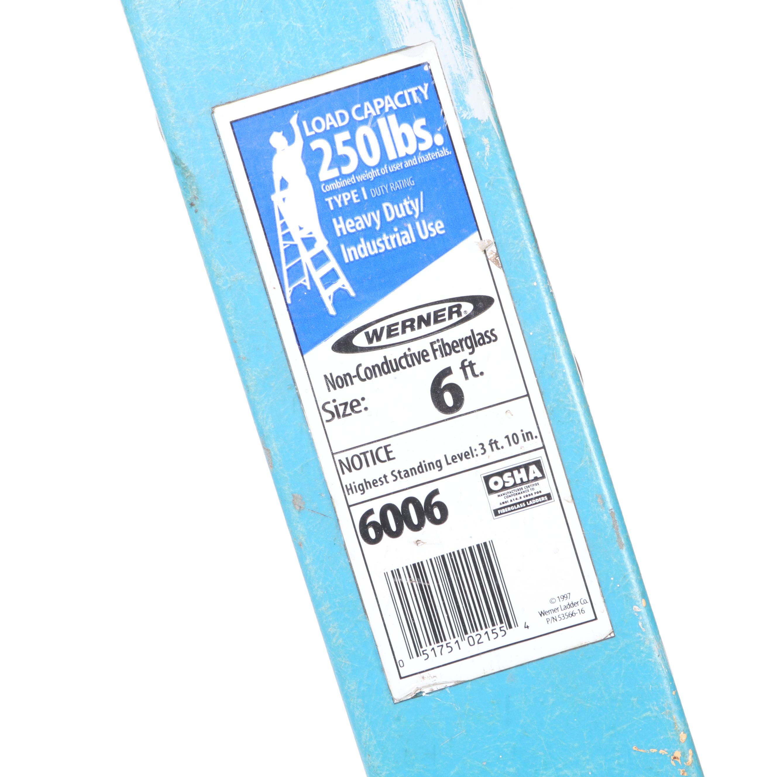 Werner Type I Heavy Duty/Industrial Use 6' Folding Ladder, Late 20th Century