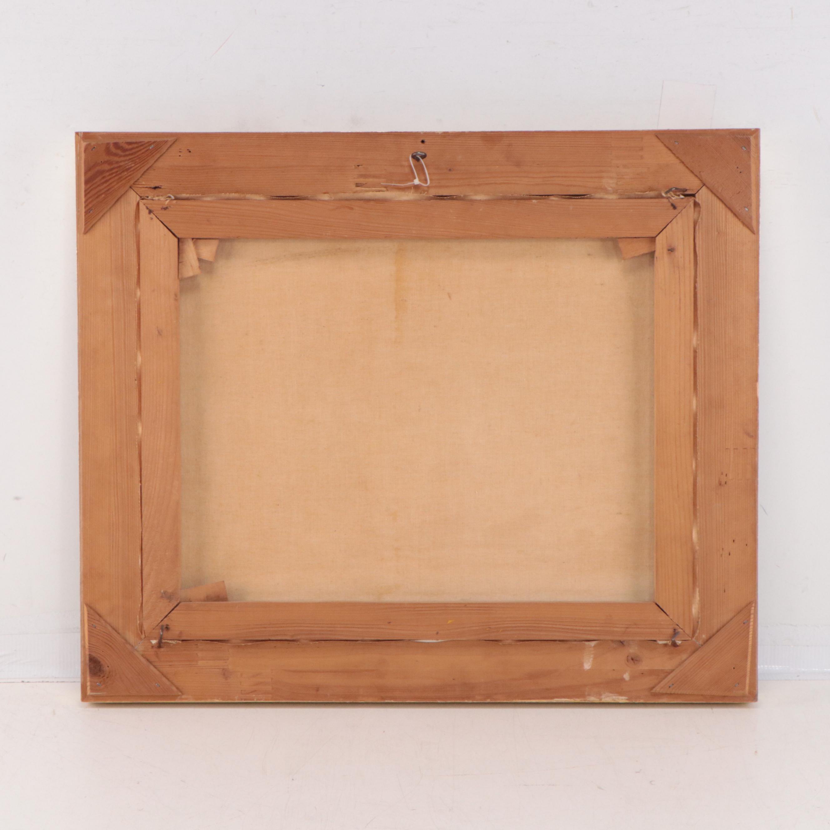 Alpine Village Landscape Oil Painting, Circa 1960