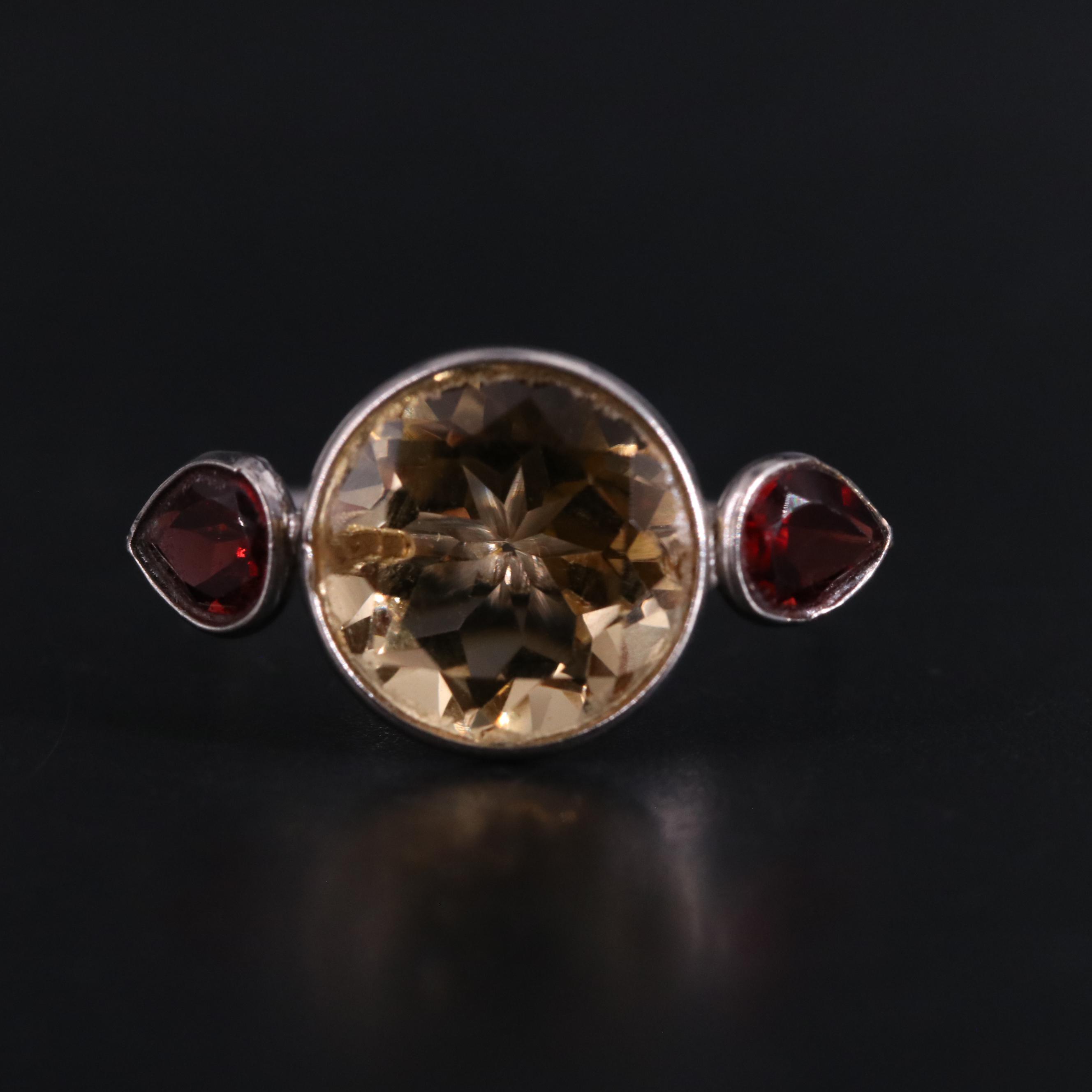 14K Citrine and Garnet Ring