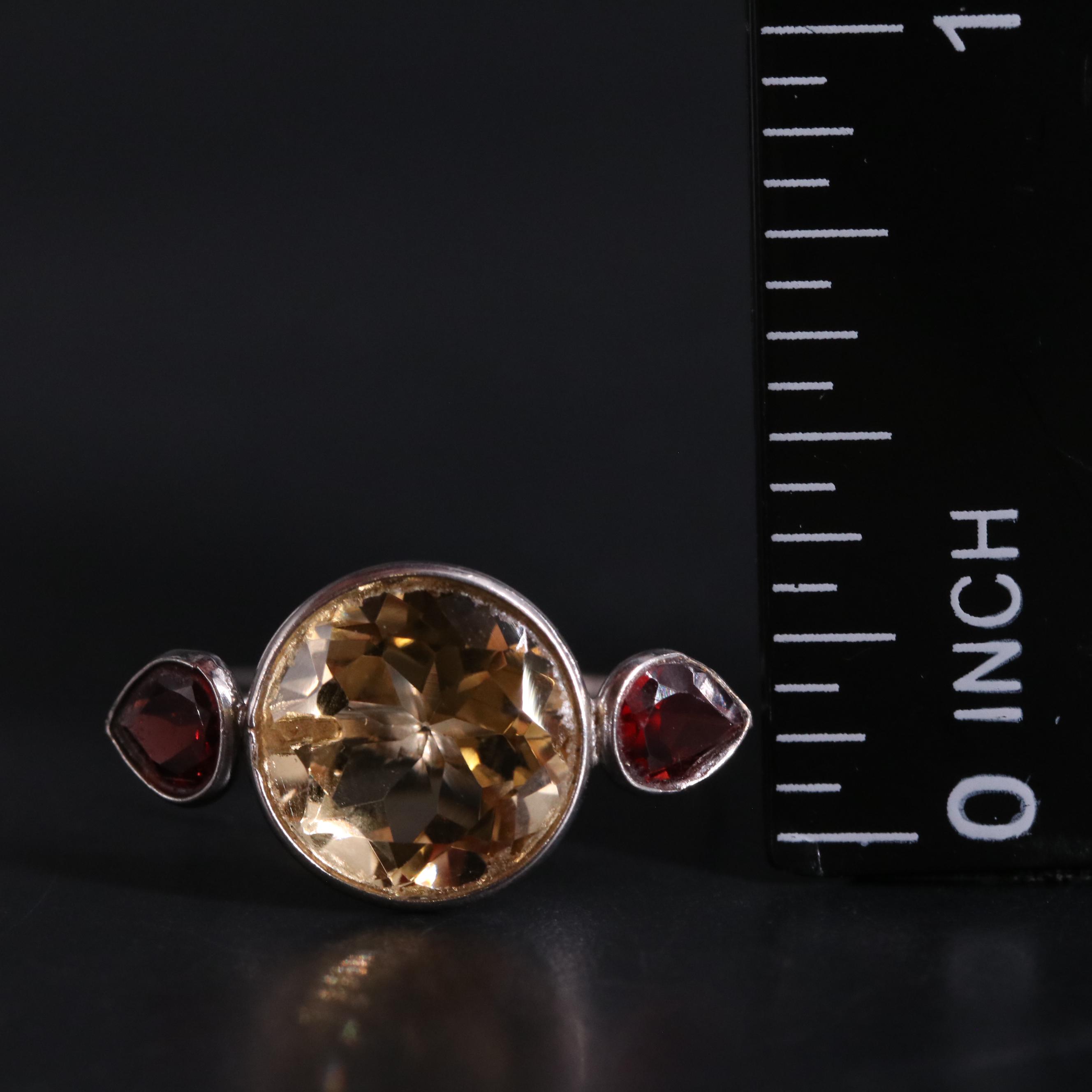 14K Citrine and Garnet Ring