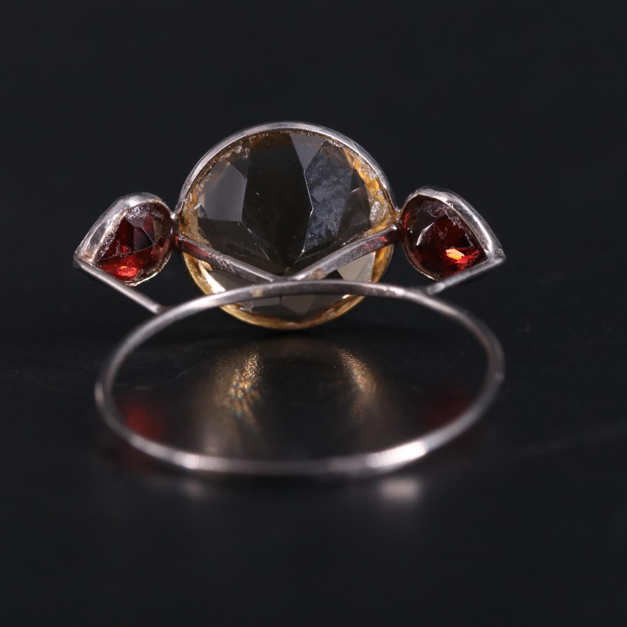 14K Citrine and Garnet Ring