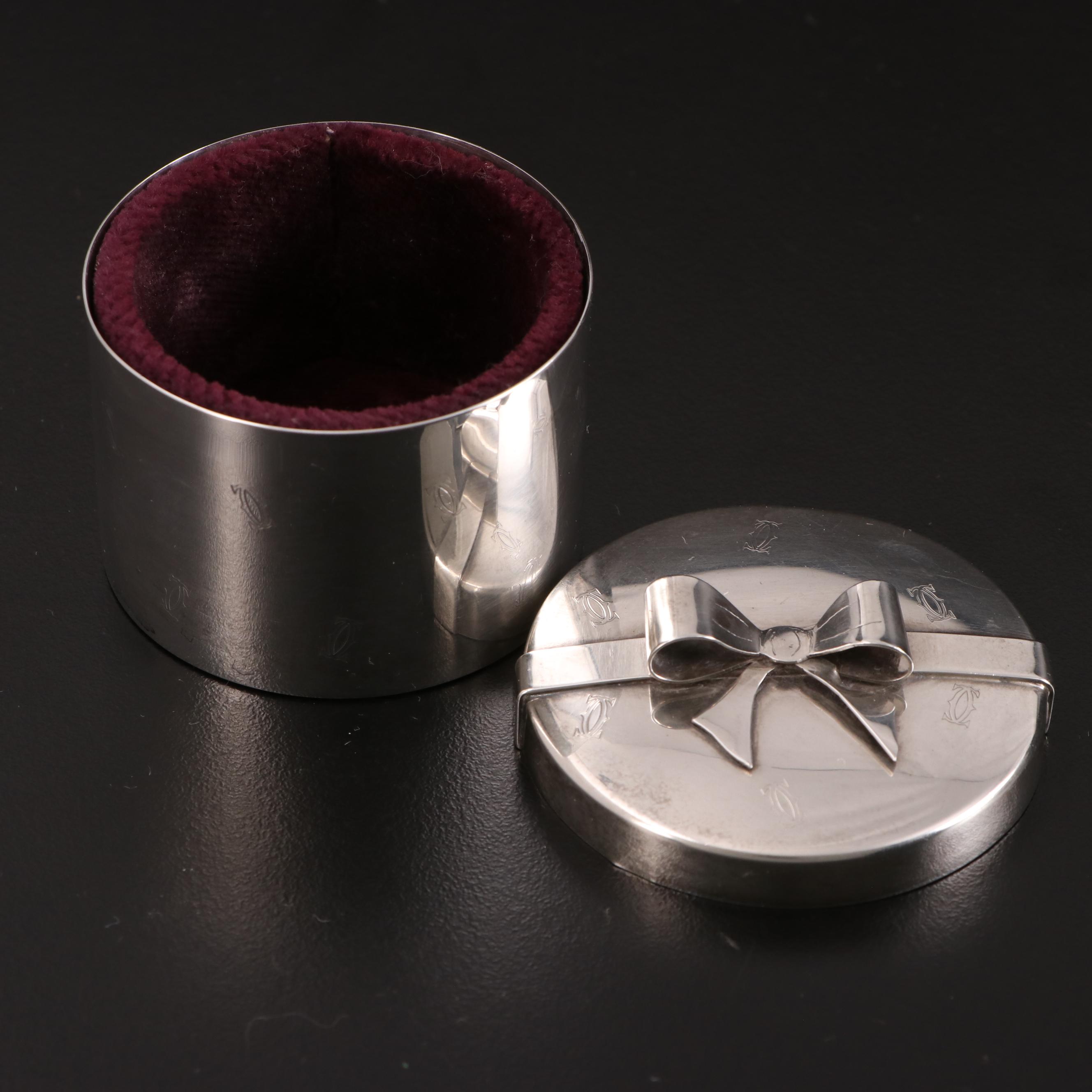 Cartier Sterling Silver Trinket Gift Box with Velvet Lining