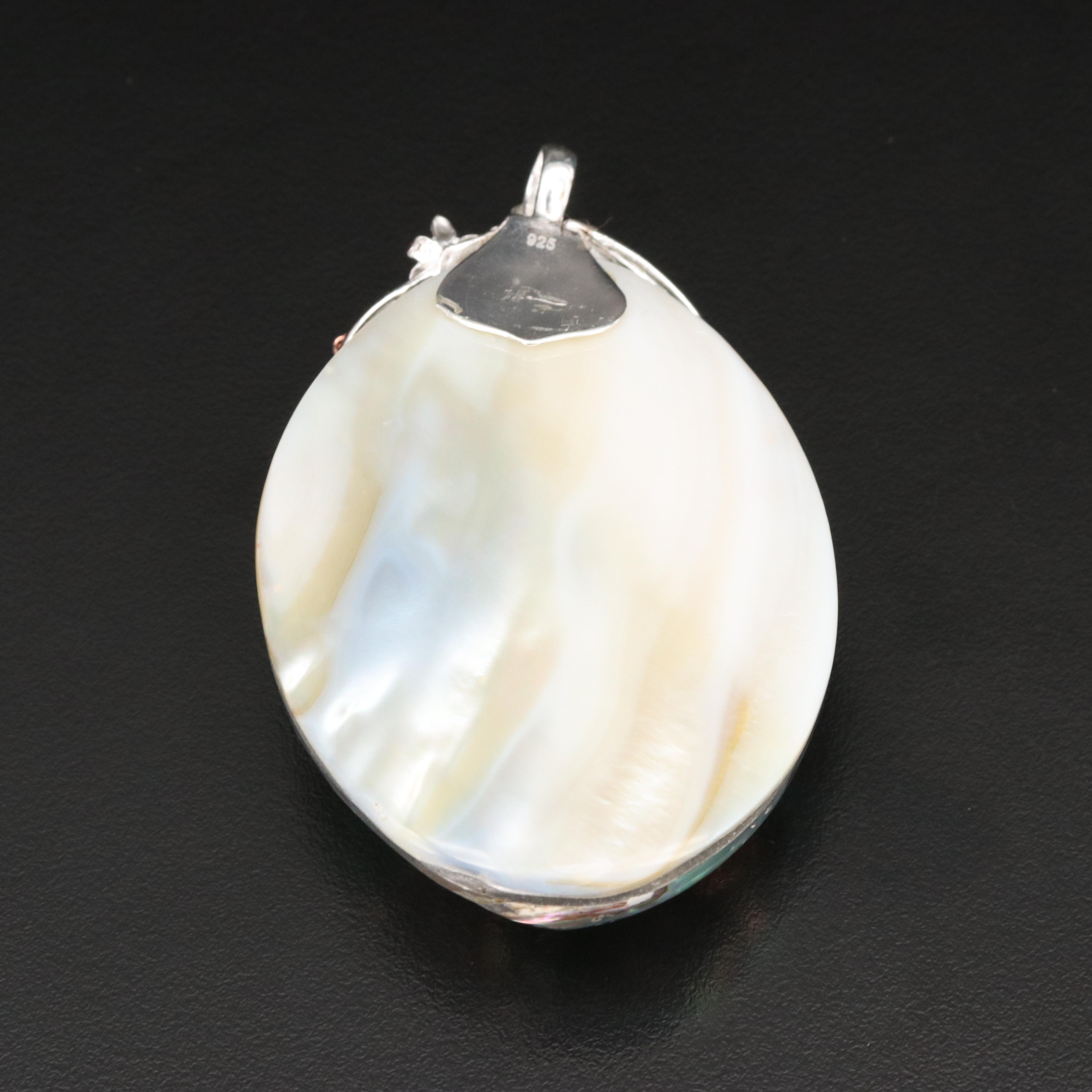 Sterling Pearl, Abalone and Mother-of-Pearl Mermaid Pendant