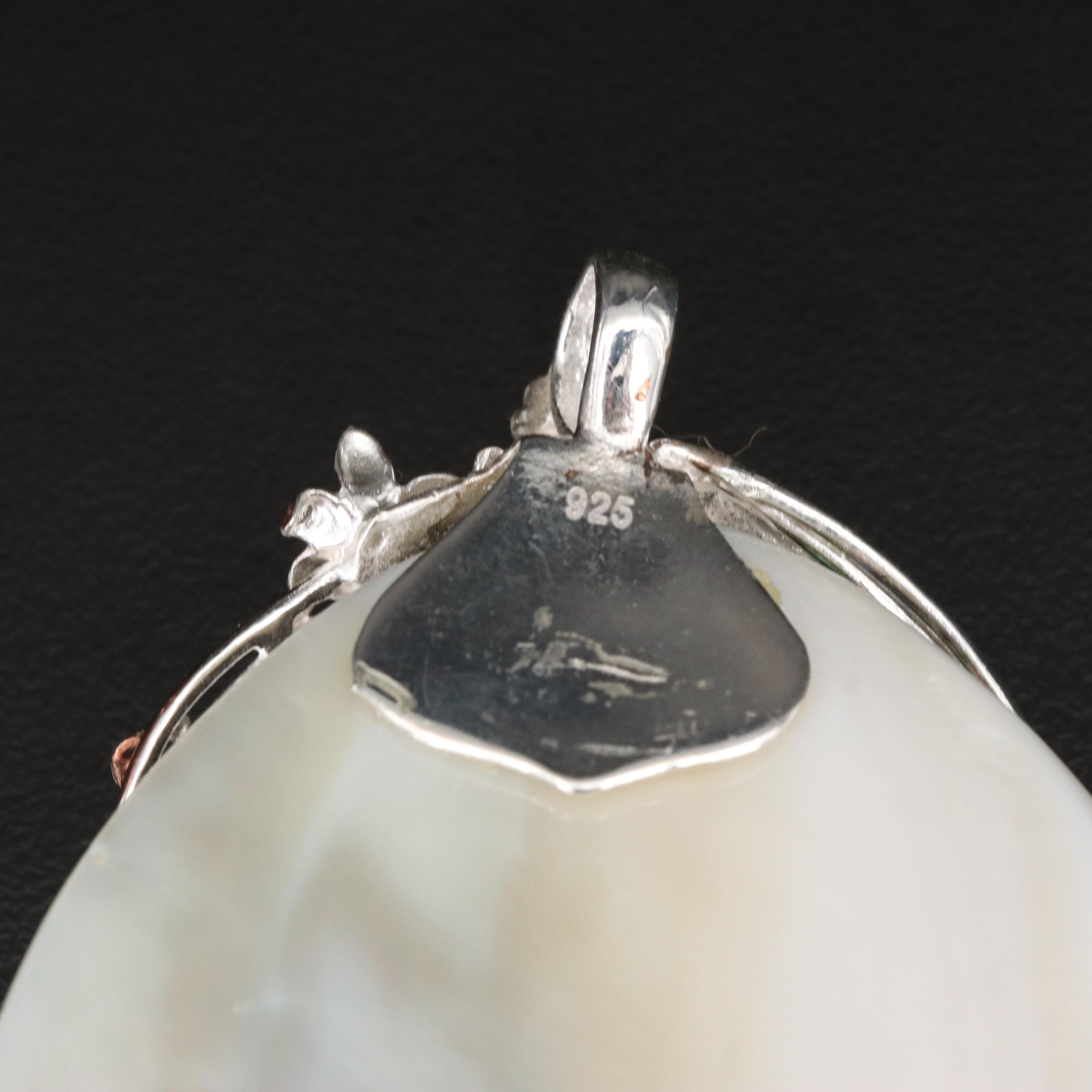 Sterling Pearl, Abalone and Mother-of-Pearl Mermaid Pendant