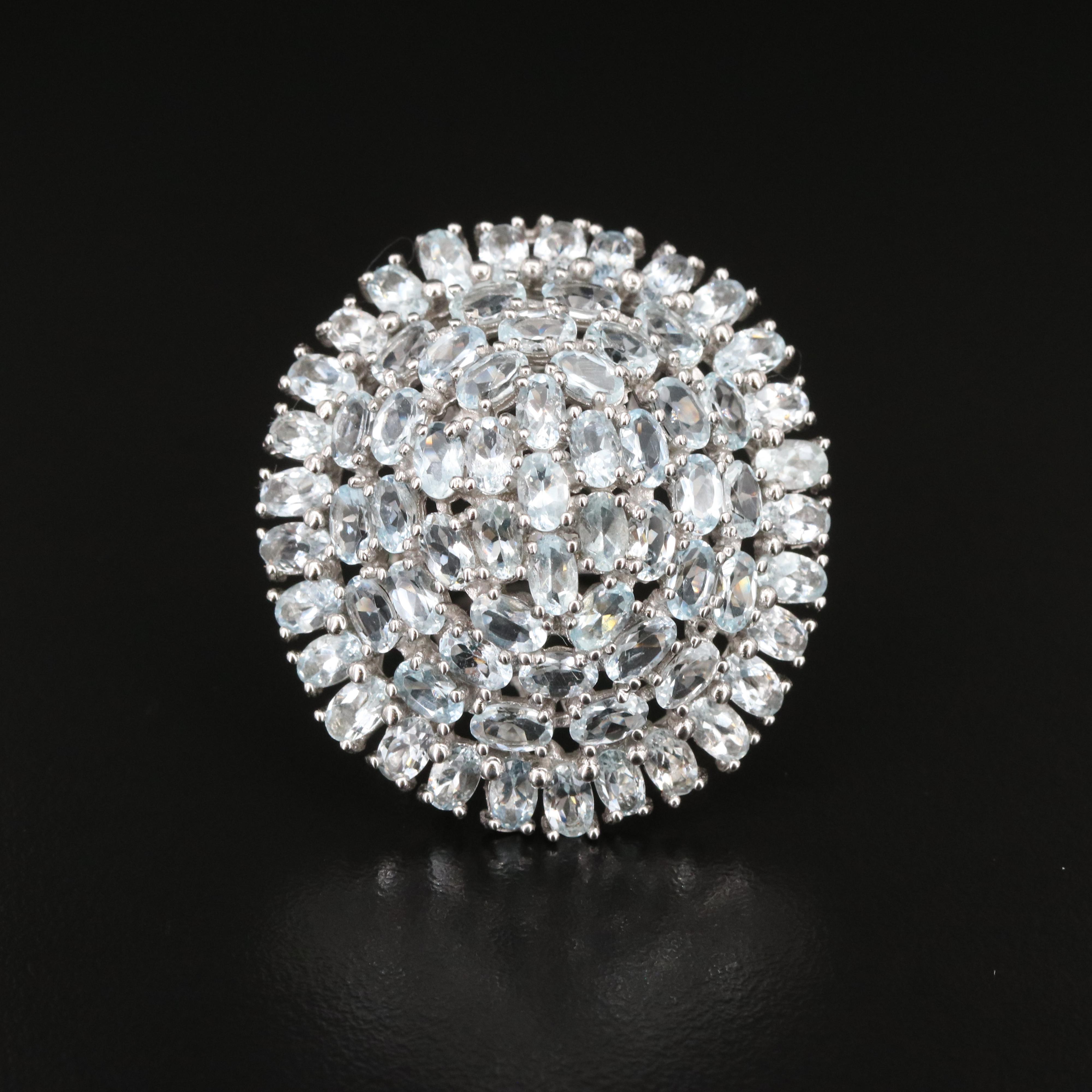 Sterling Aquamarine Cluster Ring