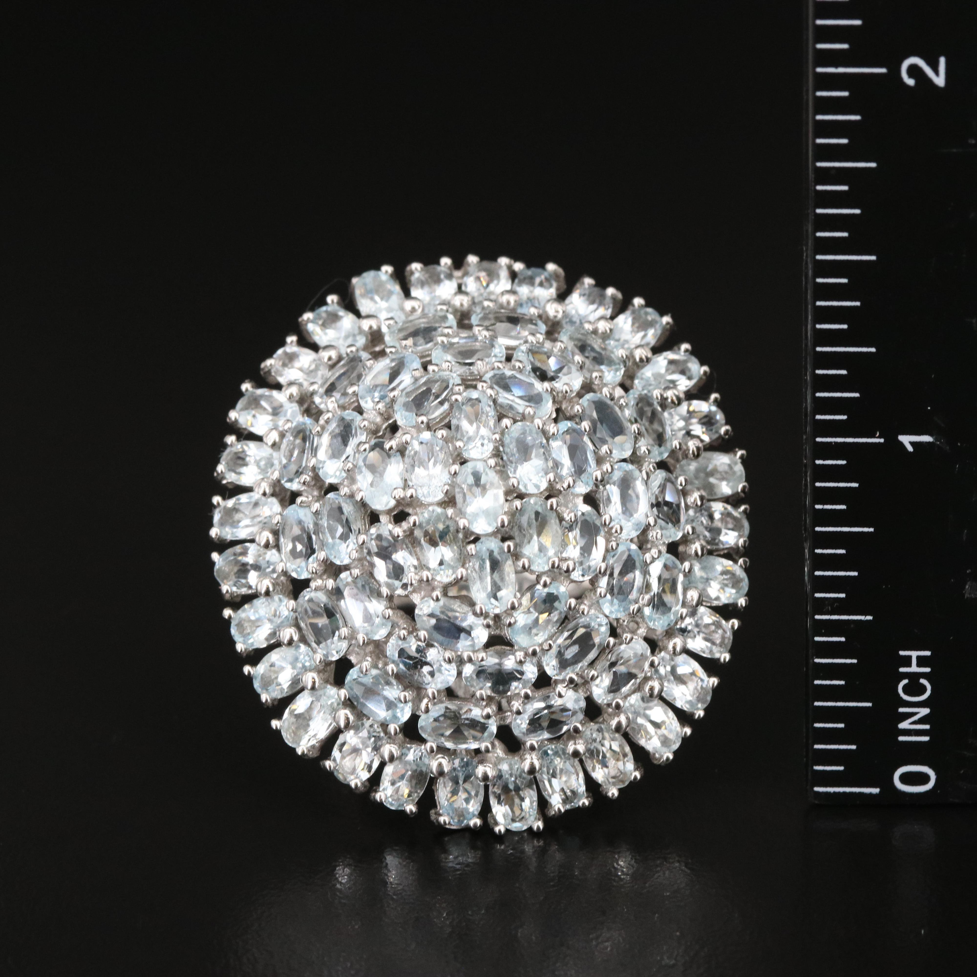 Sterling Aquamarine Cluster Ring