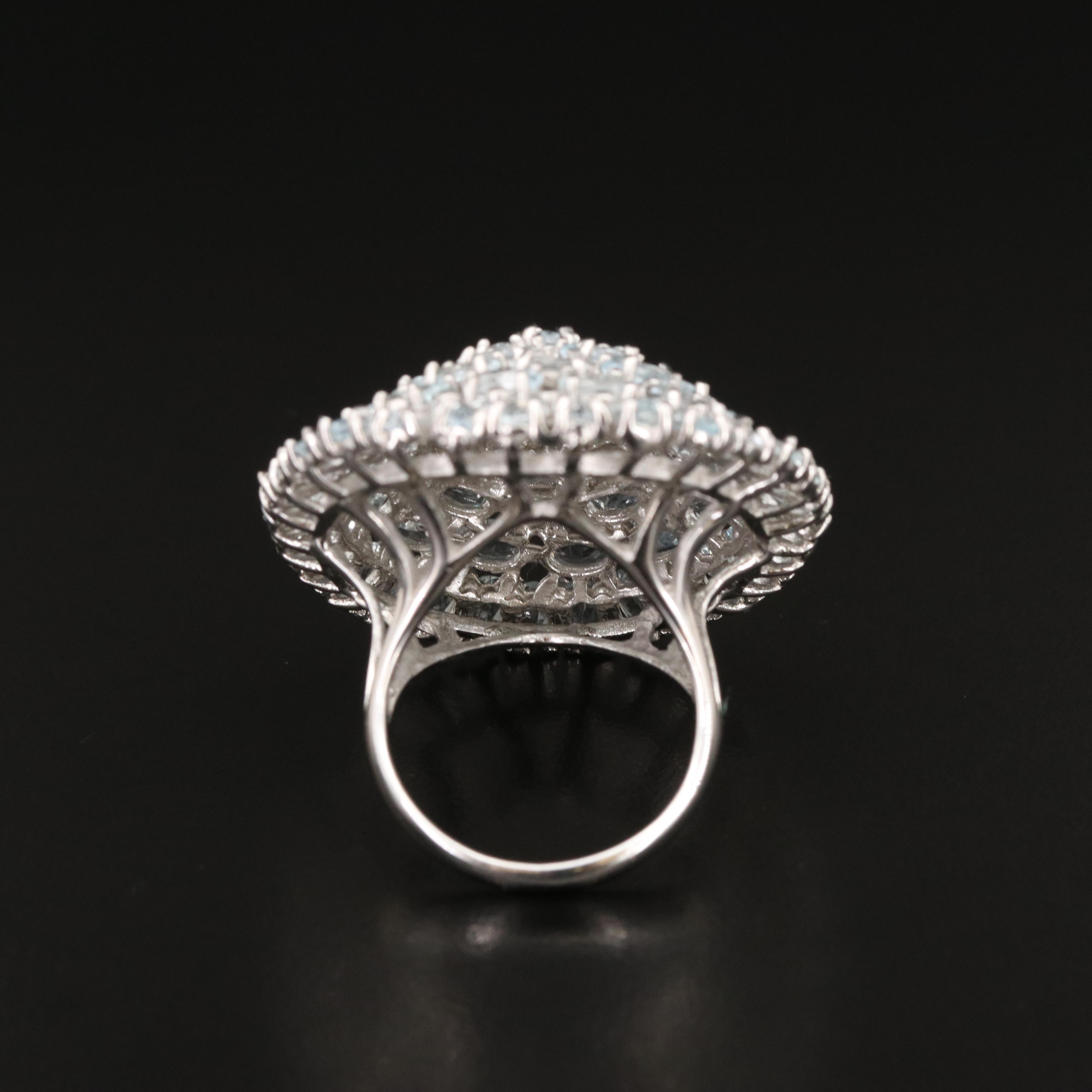 Sterling Aquamarine Cluster Ring