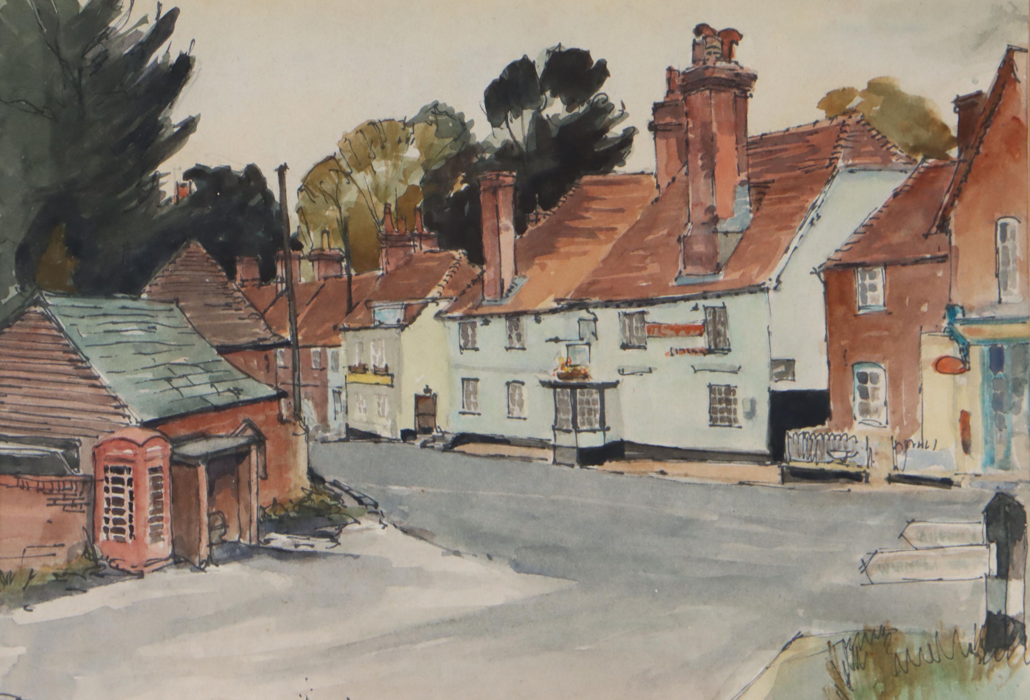 Watercolor Painting "Whiteparish Village, Wilts," 1983
