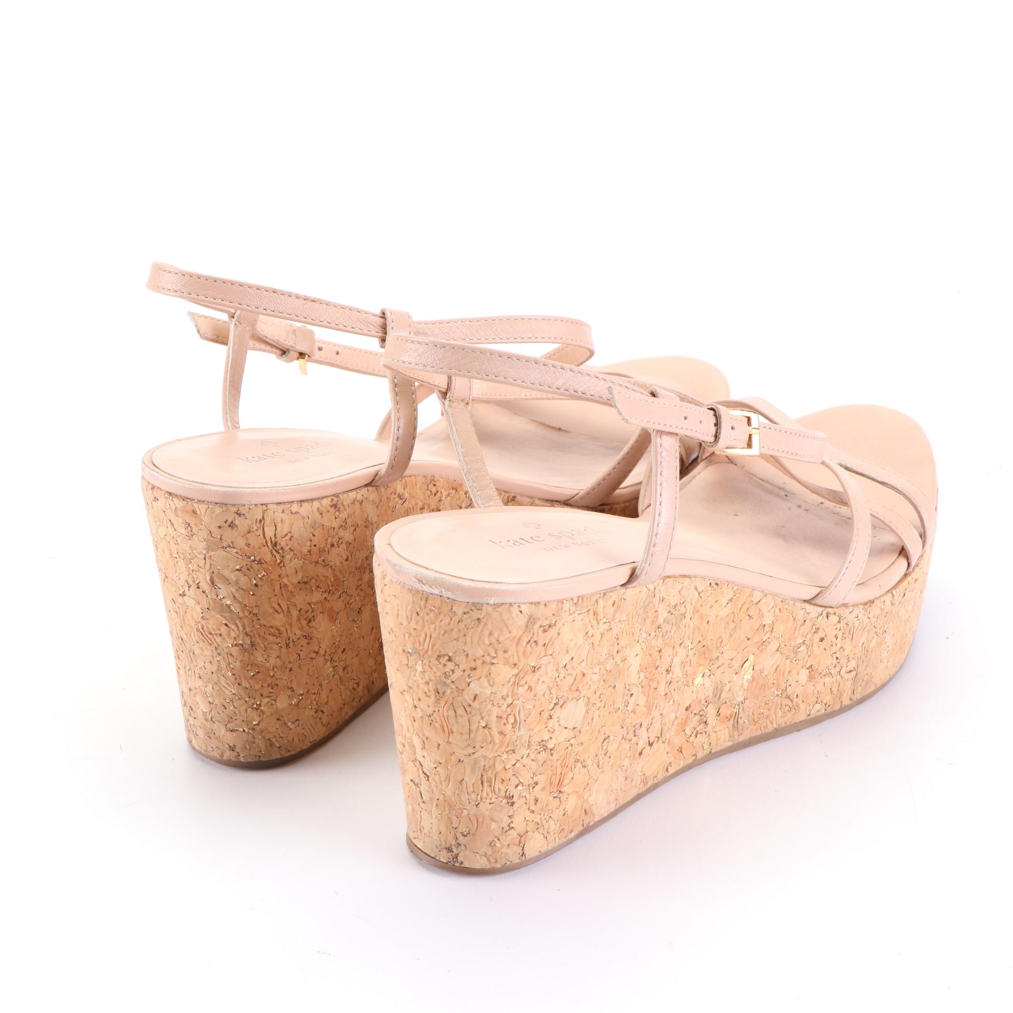 Coach and Kate Spade Platform Wedge Sandals in Snakeskin and Cork/Leather