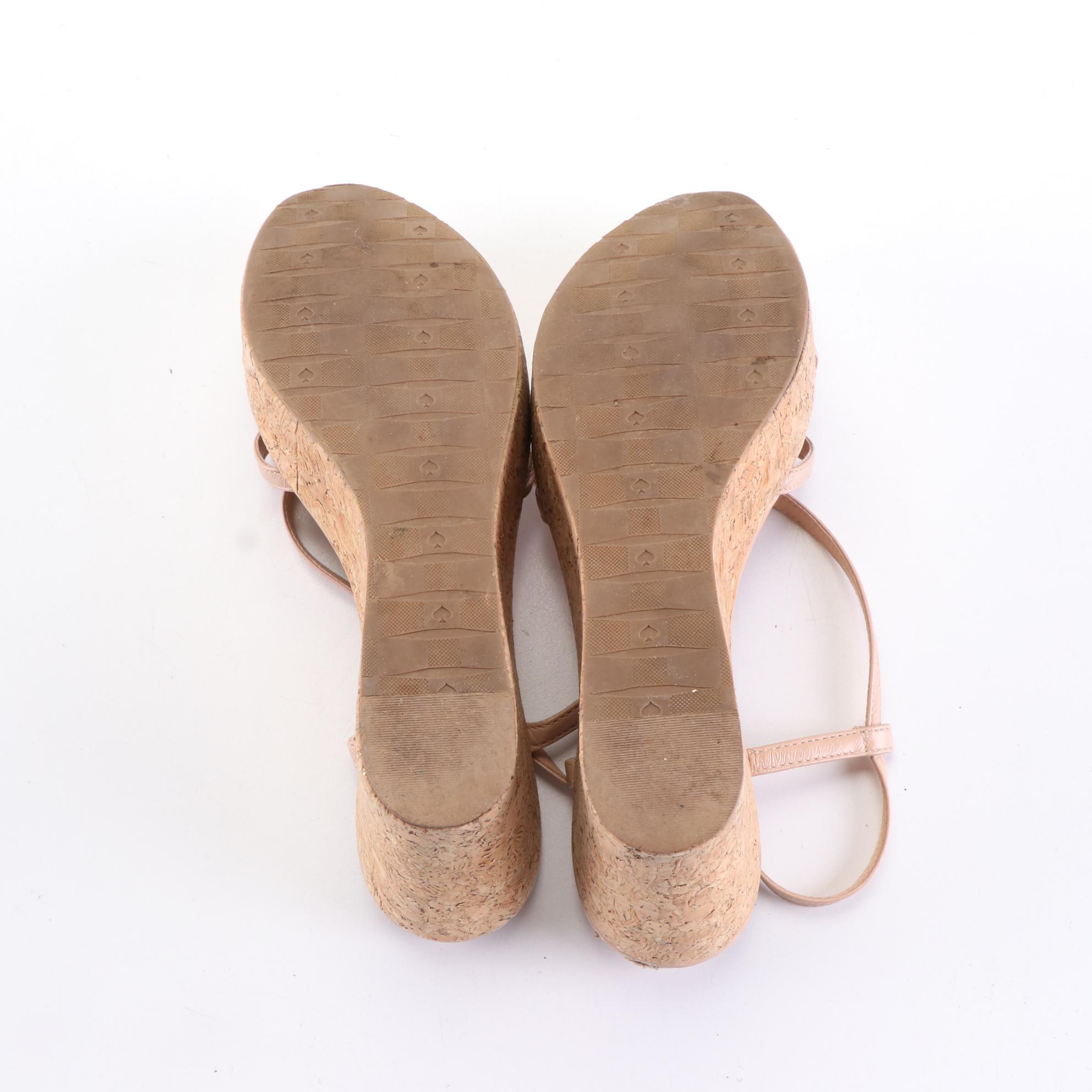 Coach and Kate Spade Platform Wedge Sandals in Snakeskin and Cork/Leather