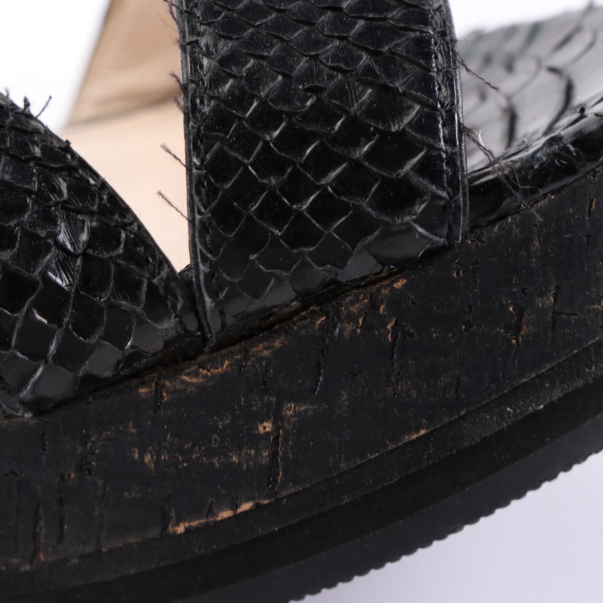Coach and Kate Spade Platform Wedge Sandals in Snakeskin and Cork/Leather