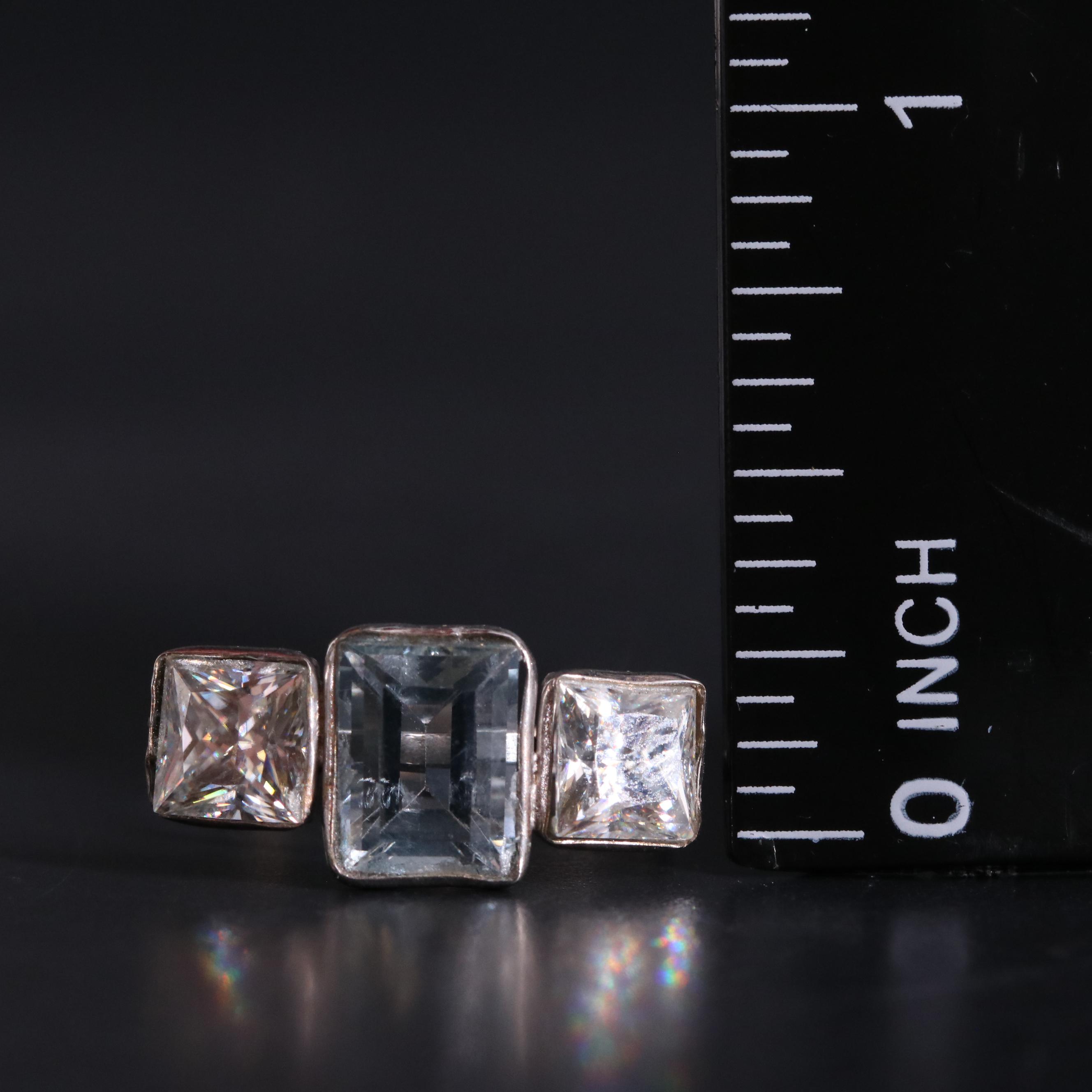 14K Aquamarine and Moissanite Ring