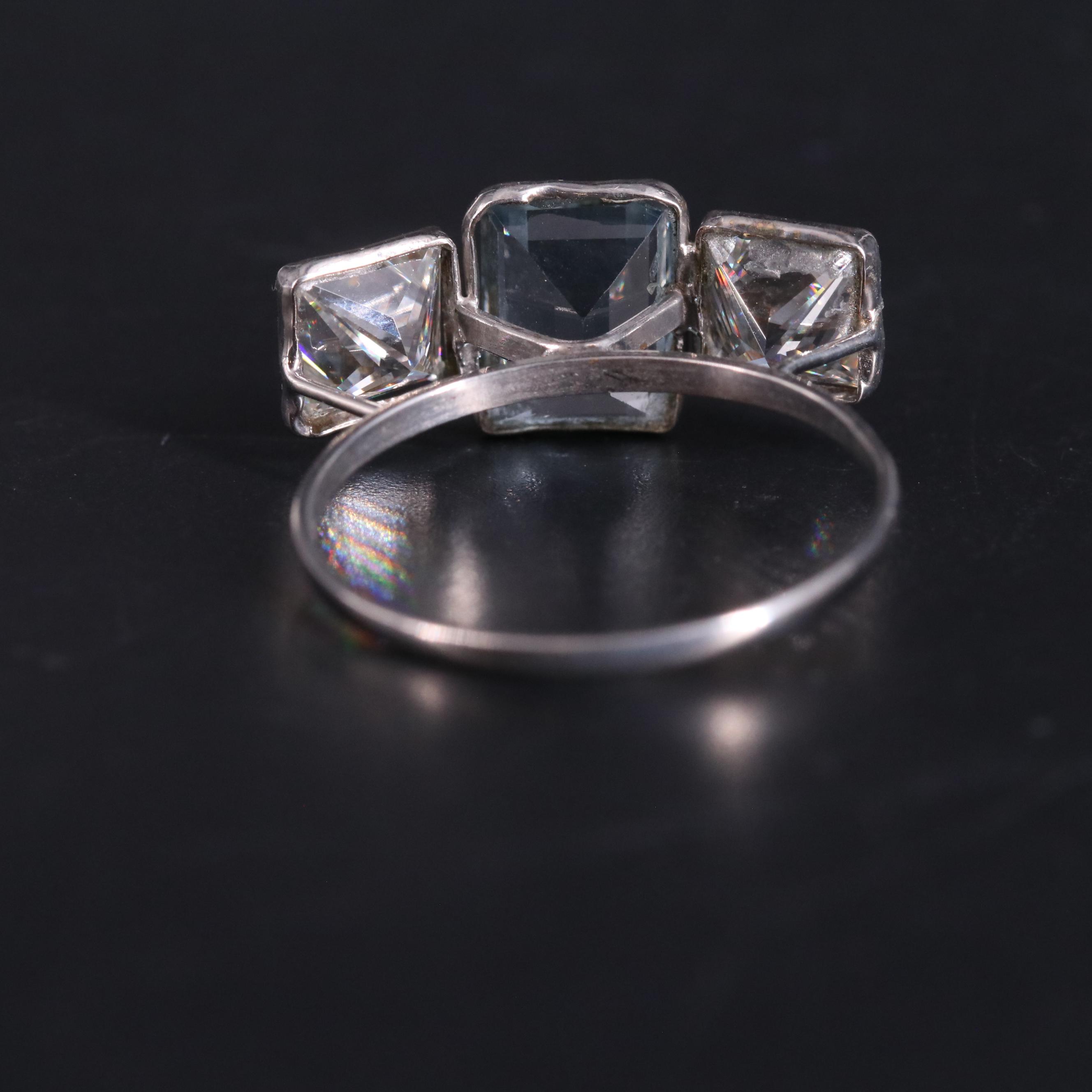 14K Aquamarine and Moissanite Ring