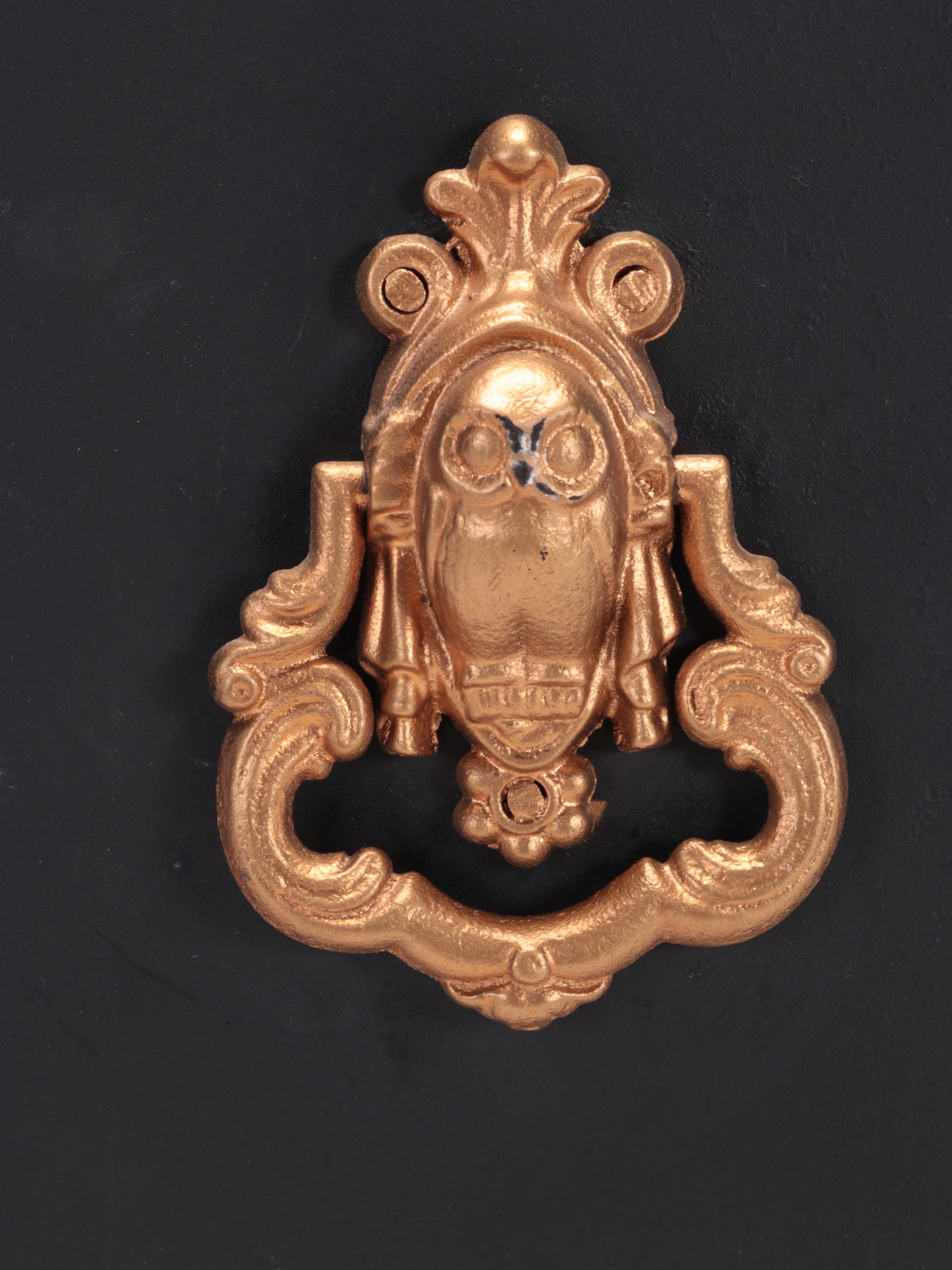 Victorian Style Gilt Metal Mounted Coal Bucket with Wrought Iron Poker