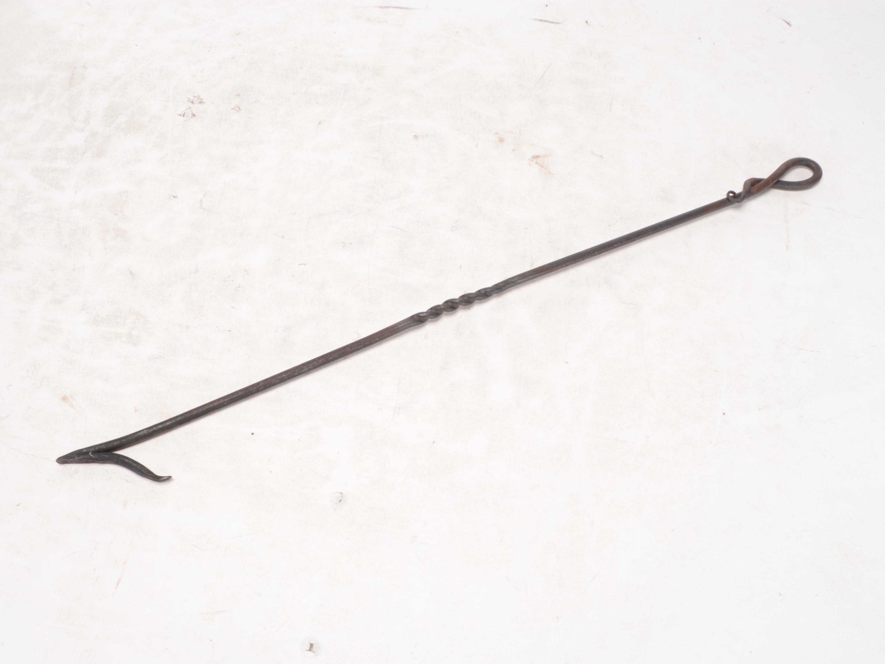 Victorian Style Gilt Metal Mounted Coal Bucket with Wrought Iron Poker