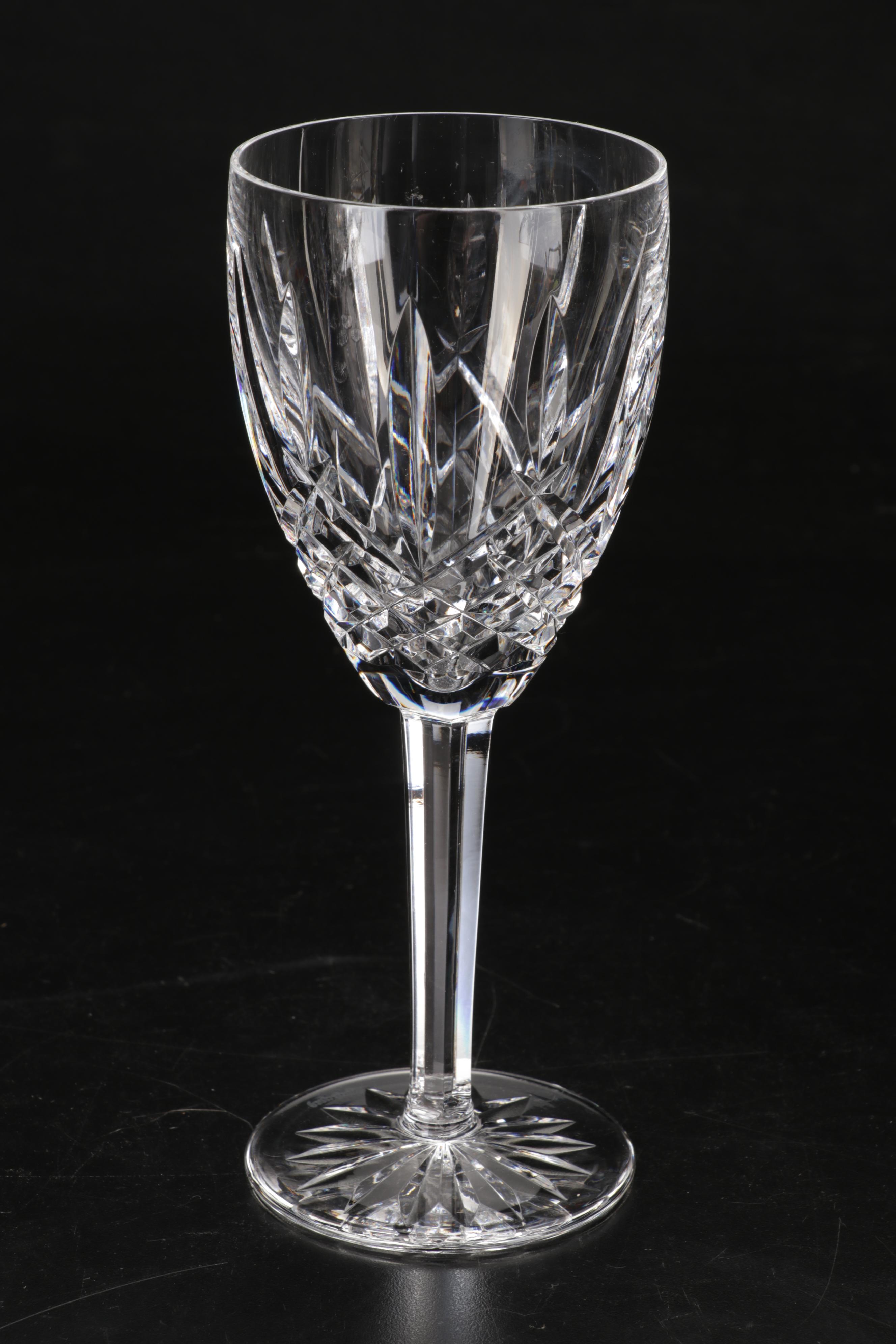 Waterford Crystal "Araglin" Water Goblets and Claret Glasses, Late 20th Century