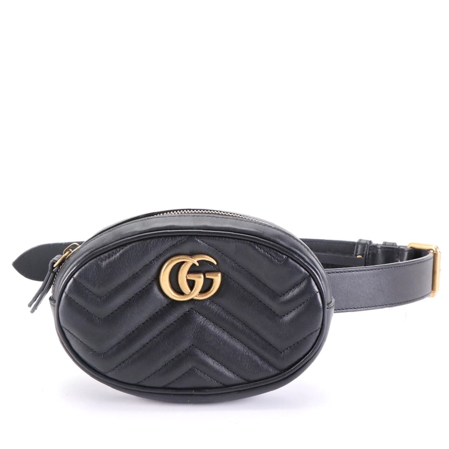 Gucci Marmont Belt Bag in Quilted Matelassé Leather