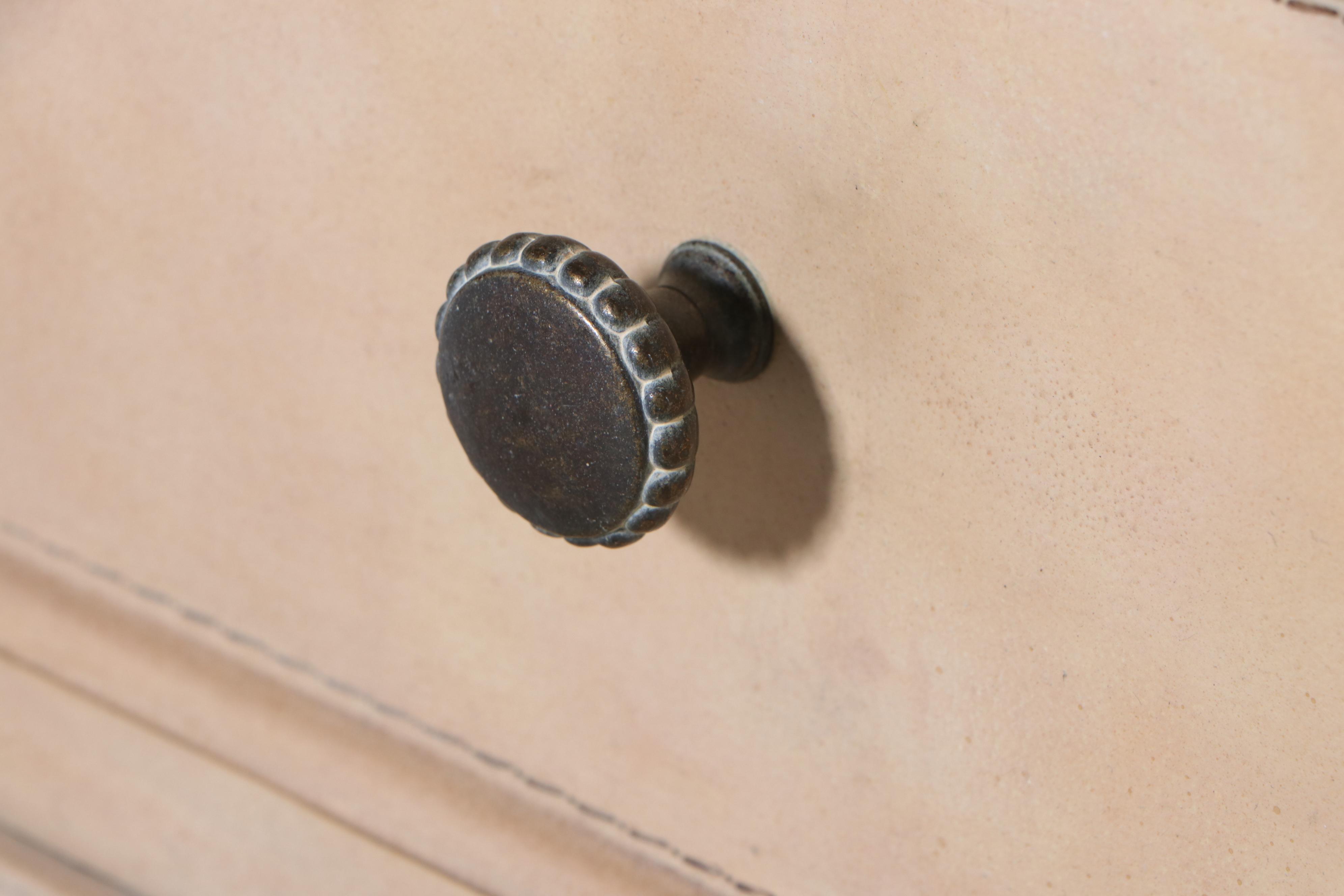 Cream Leather-Clad Six-Drawer Chest, Late 20th Century