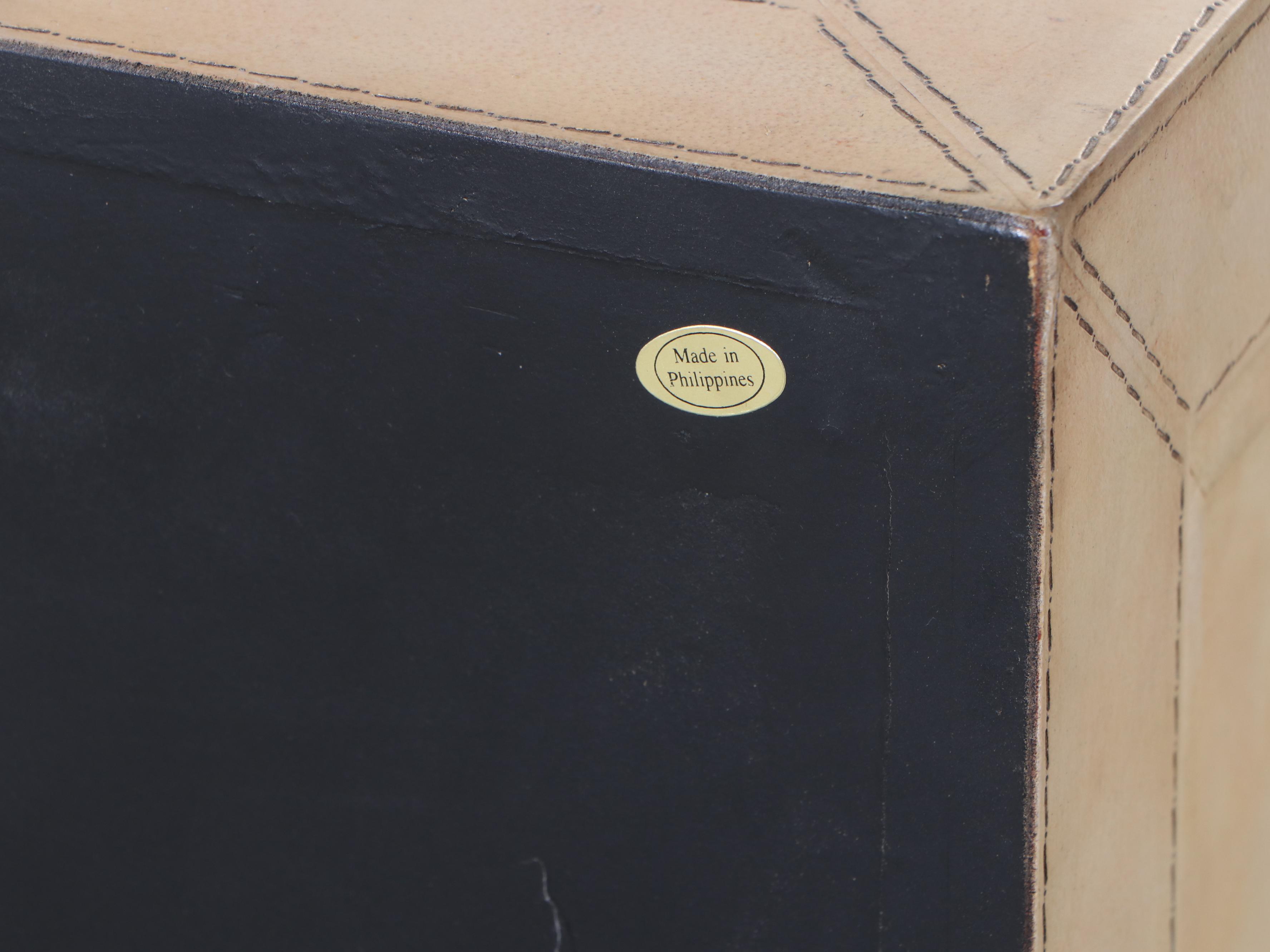 Cream Leather-Clad Six-Drawer Chest, Late 20th Century