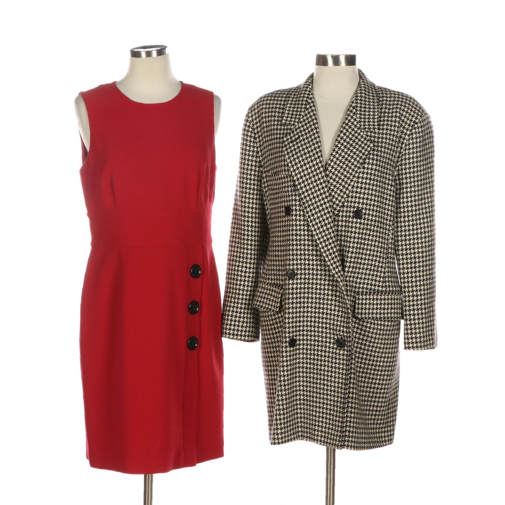 Talbots Sleeveless Dress and Max Mara Houndstooth Double-Breasted Coat