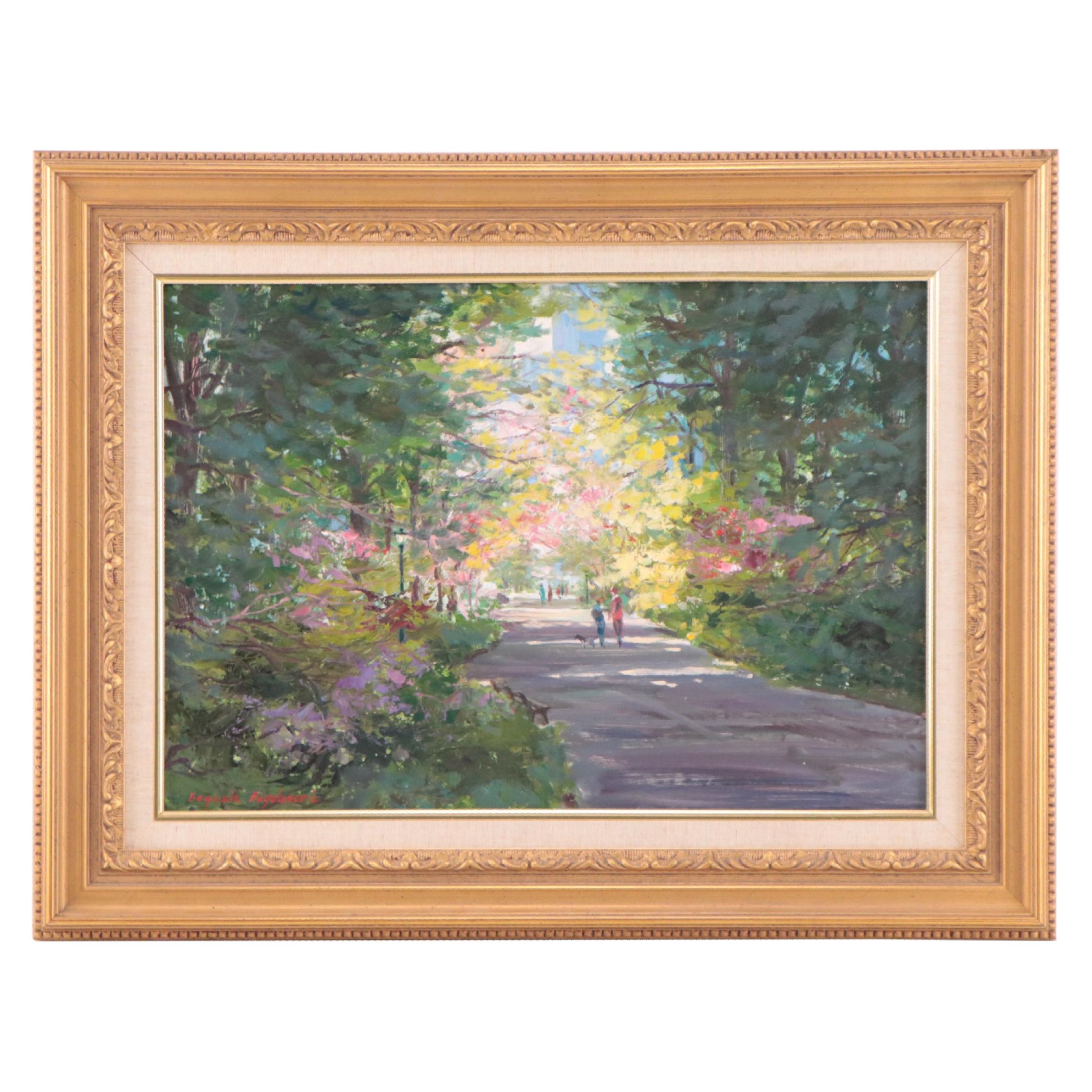Bogomir Bogdanovic Landscape Oil Painting "Spring in Central Park VI"