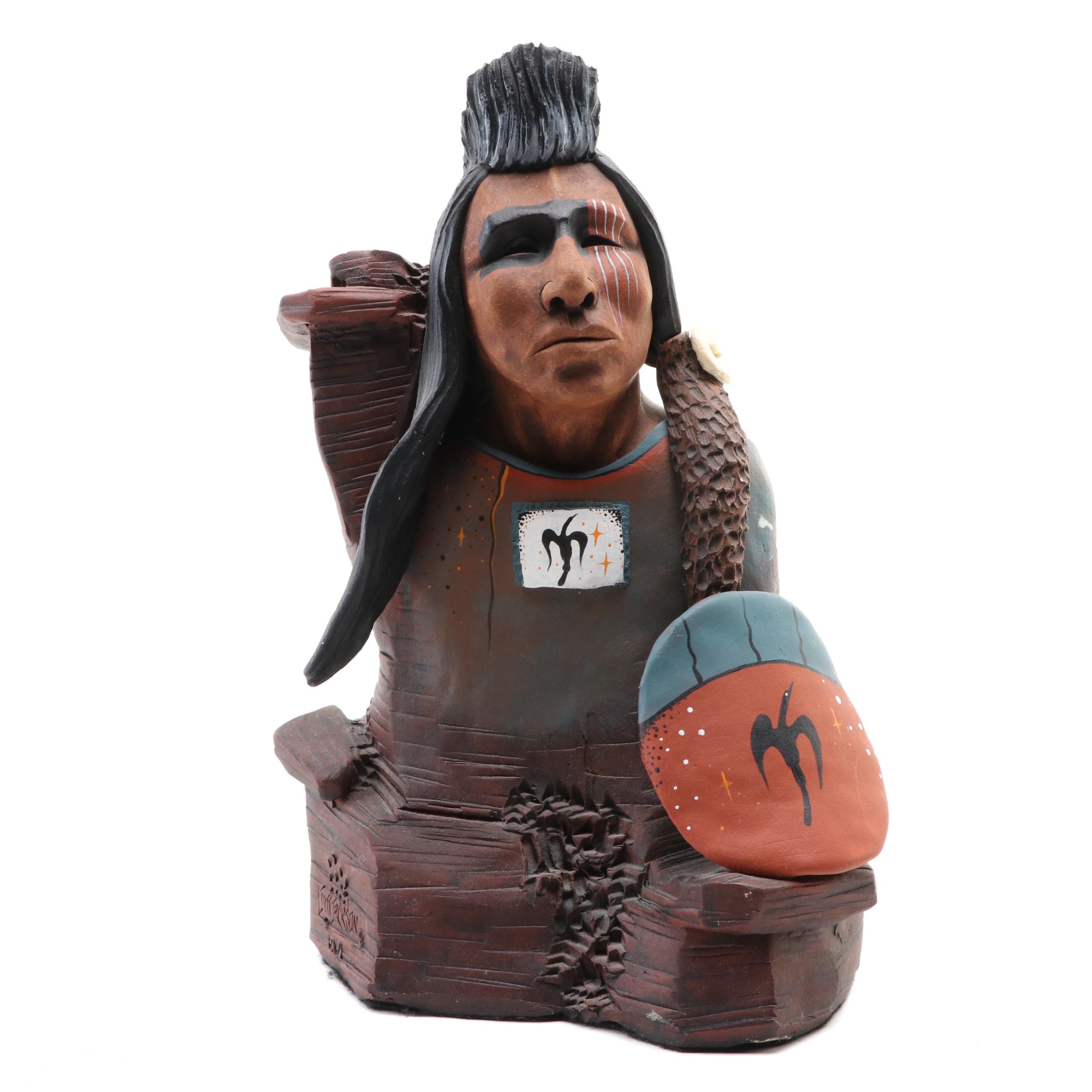 Jim Jackson Handcrafted Earthenware Native American Figurine