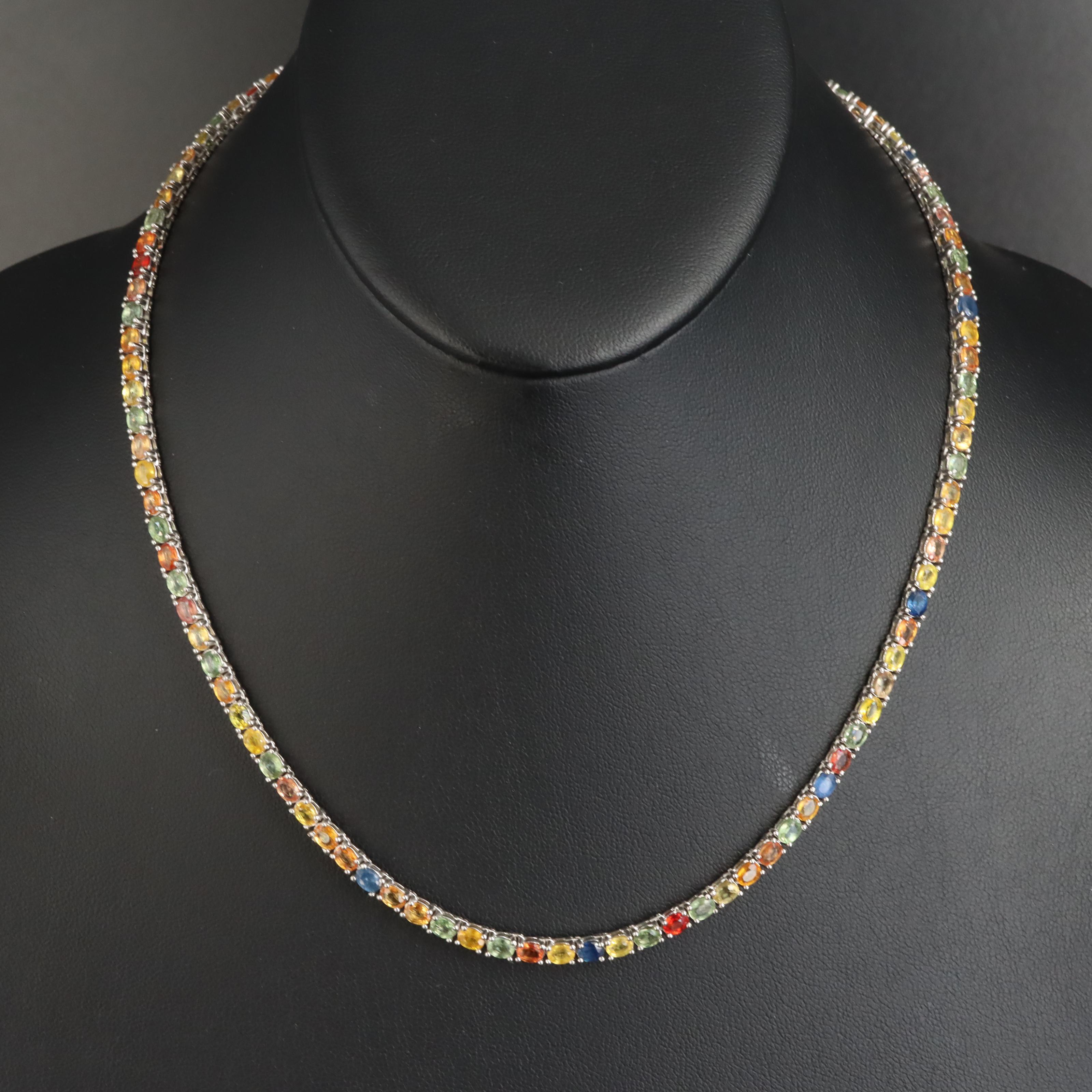 Sterling Sapphire Rivière Necklace