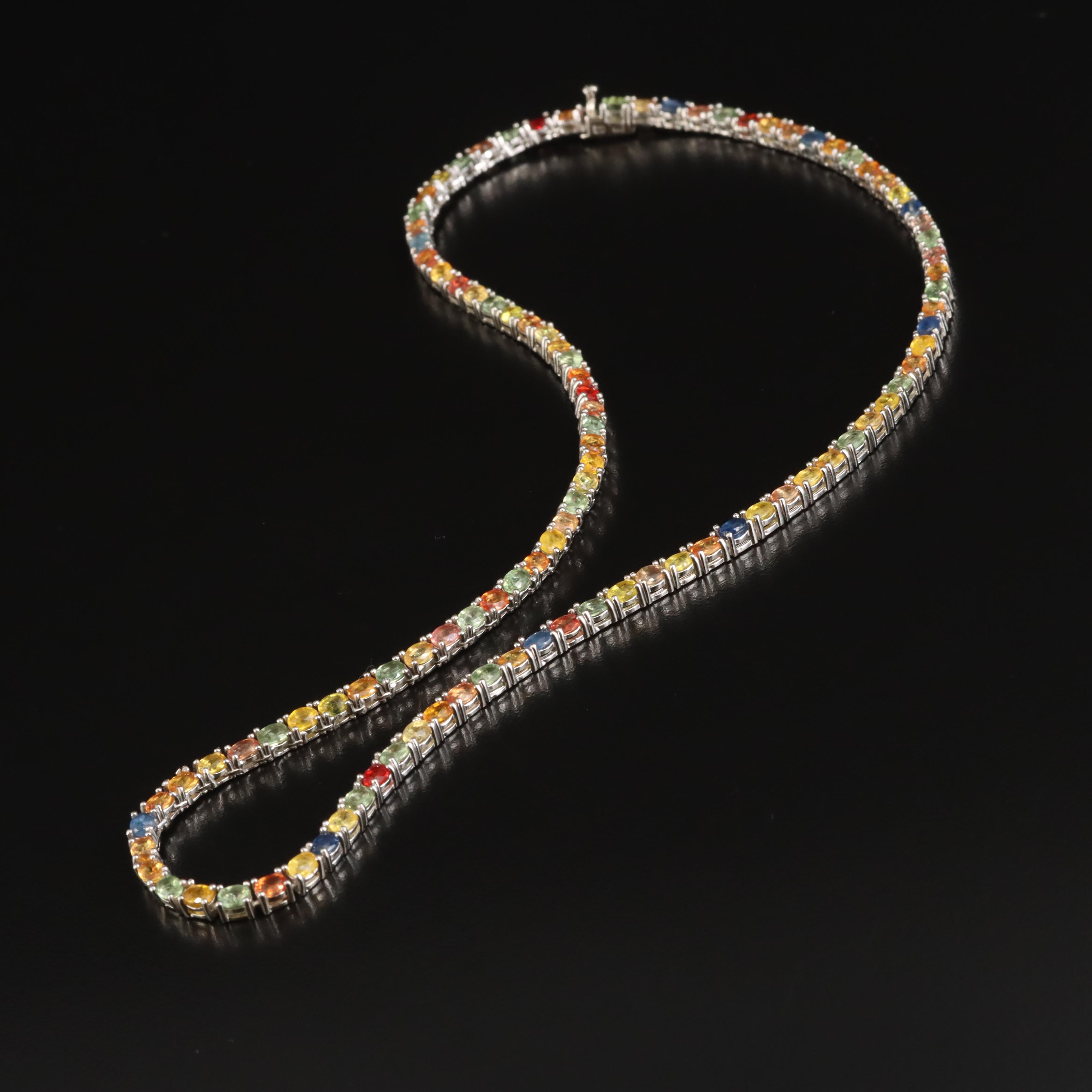 Sterling Sapphire Rivière Necklace