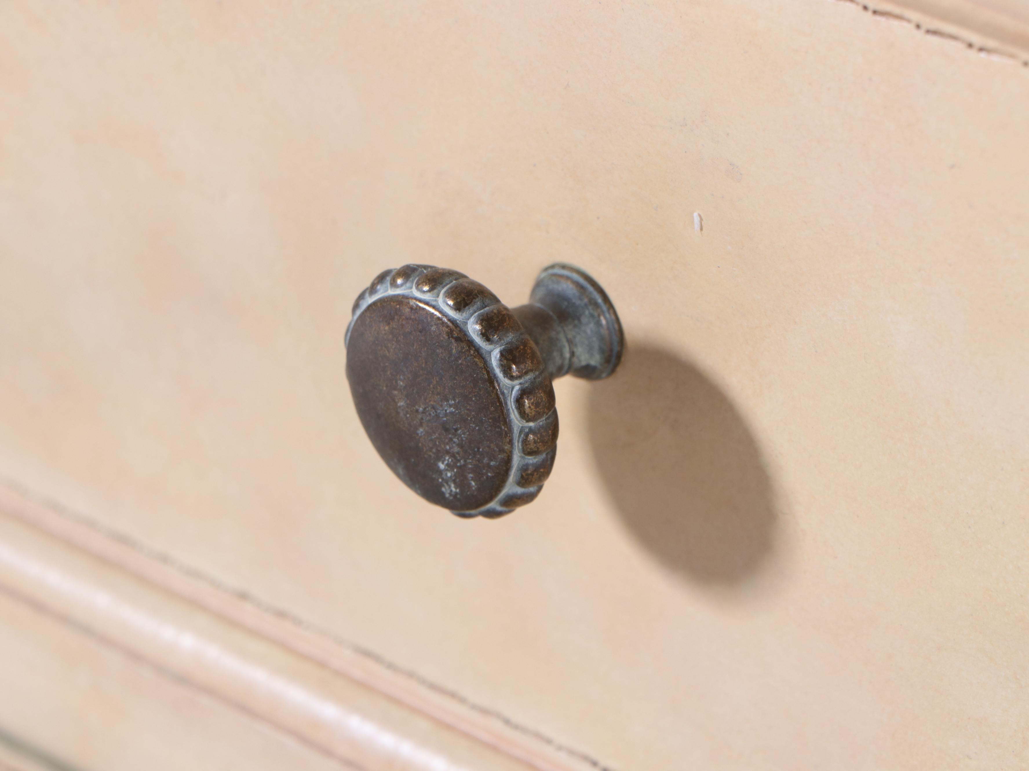 Cream Leather-Clad Six-Drawer Chest, Late 20th Century
