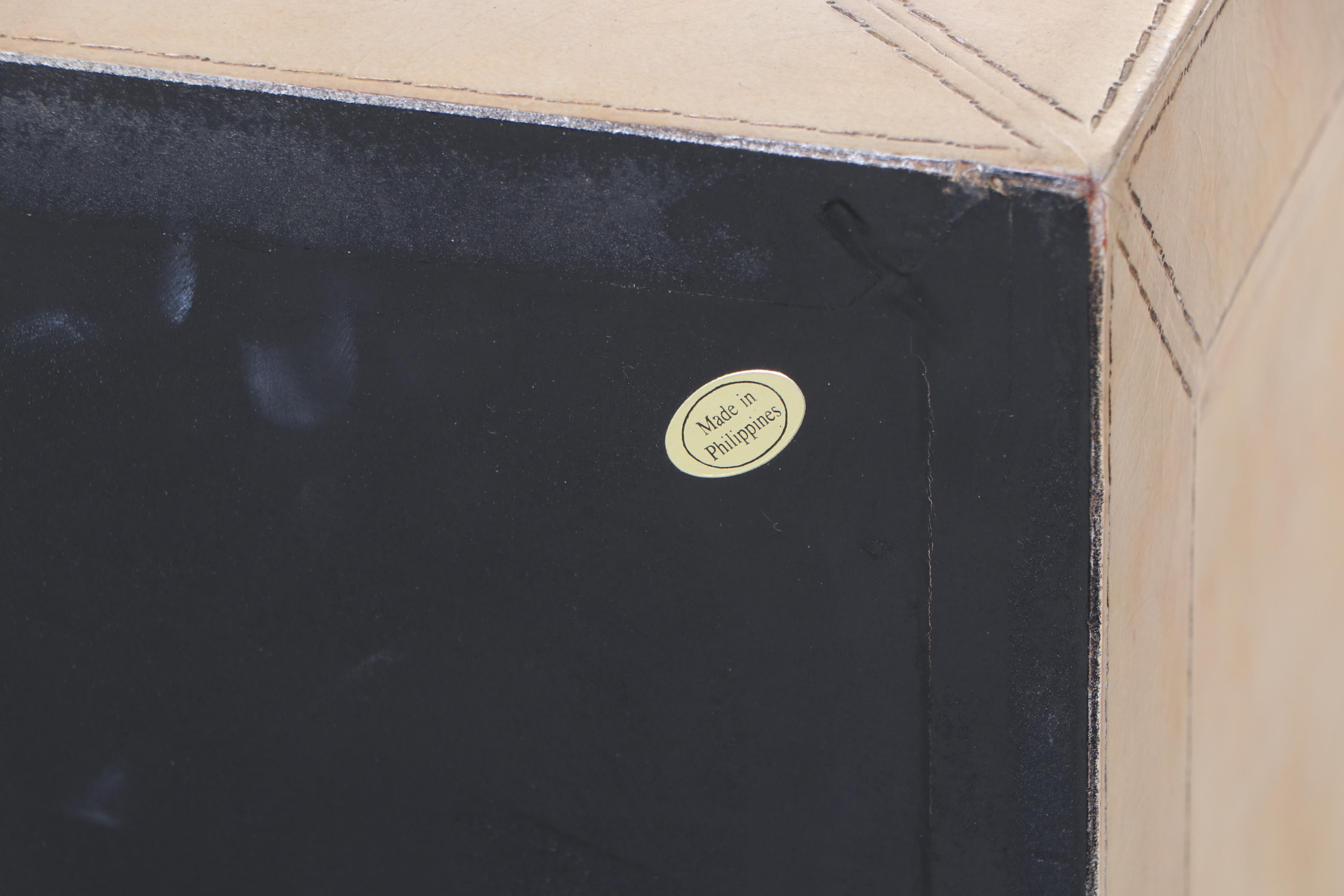 Cream Leather-Clad Six-Drawer Chest, Late 20th Century