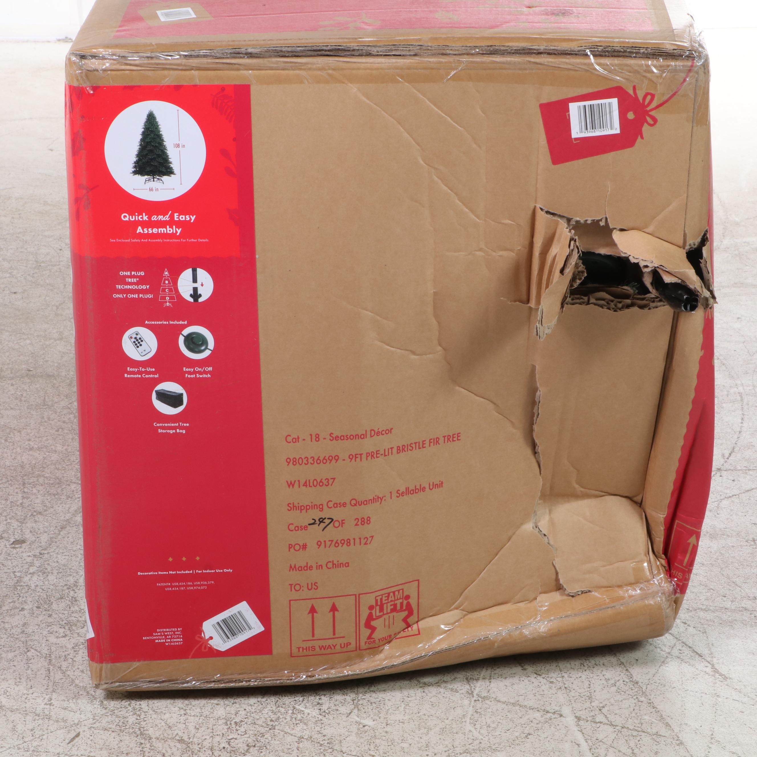 Member's Mark 9' Bristle Fir Pre-Lit Multicolor LEDs Artificial Christmas Tree