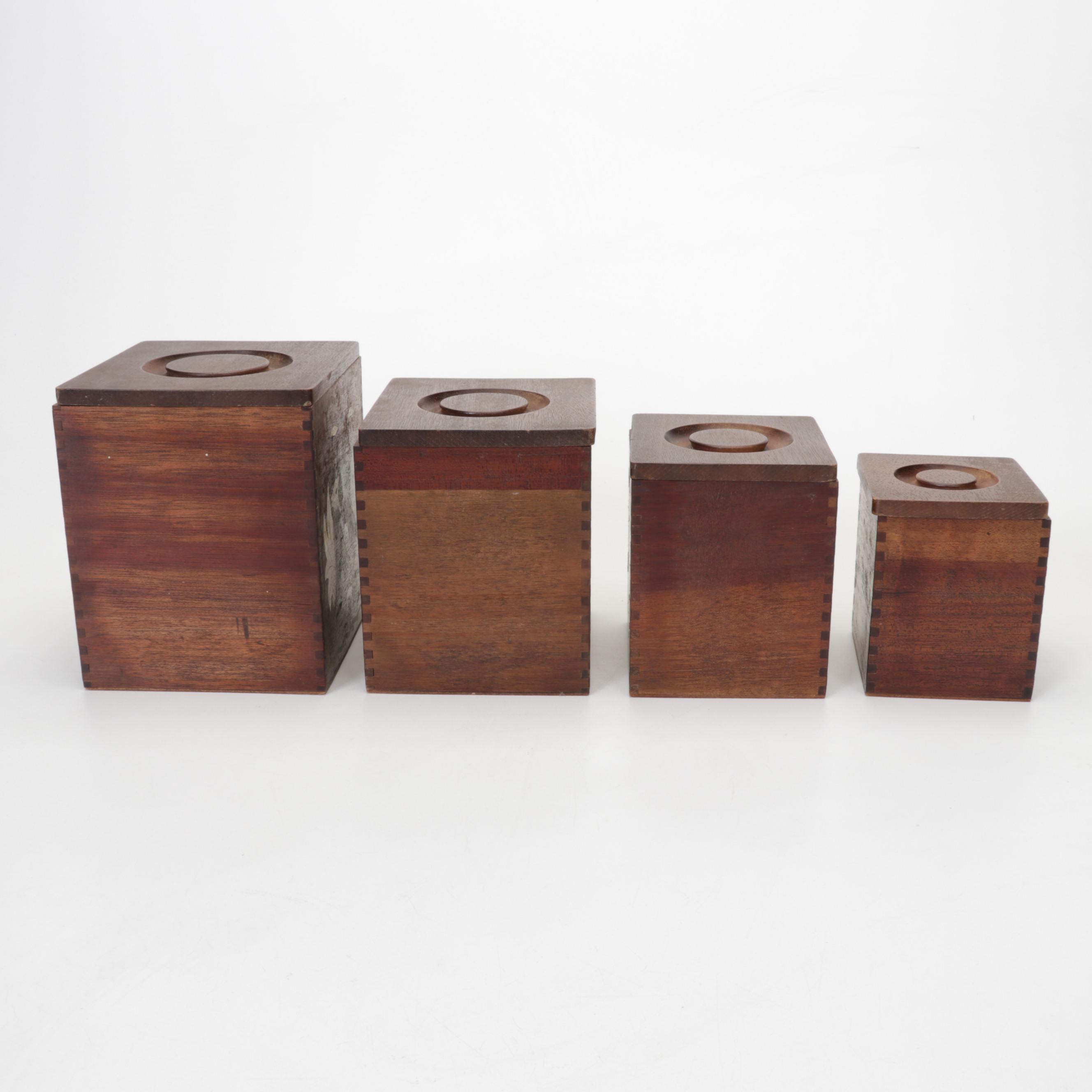 Dansk Enamel Paella and Loaf Pan with Japanese Wooden Rooster Nesting Boxes