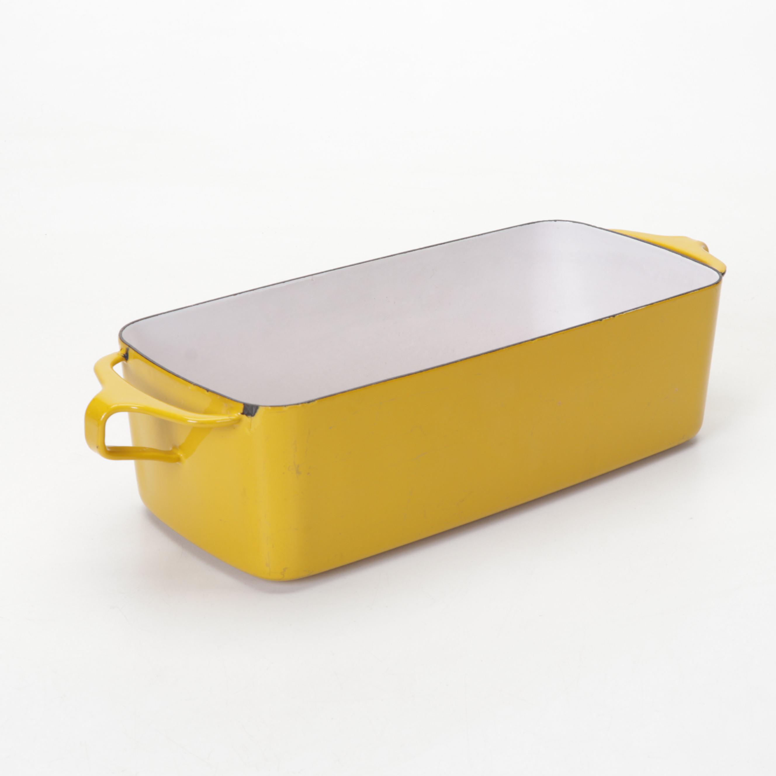 Dansk Enamel Paella and Loaf Pan with Japanese Wooden Rooster Nesting Boxes