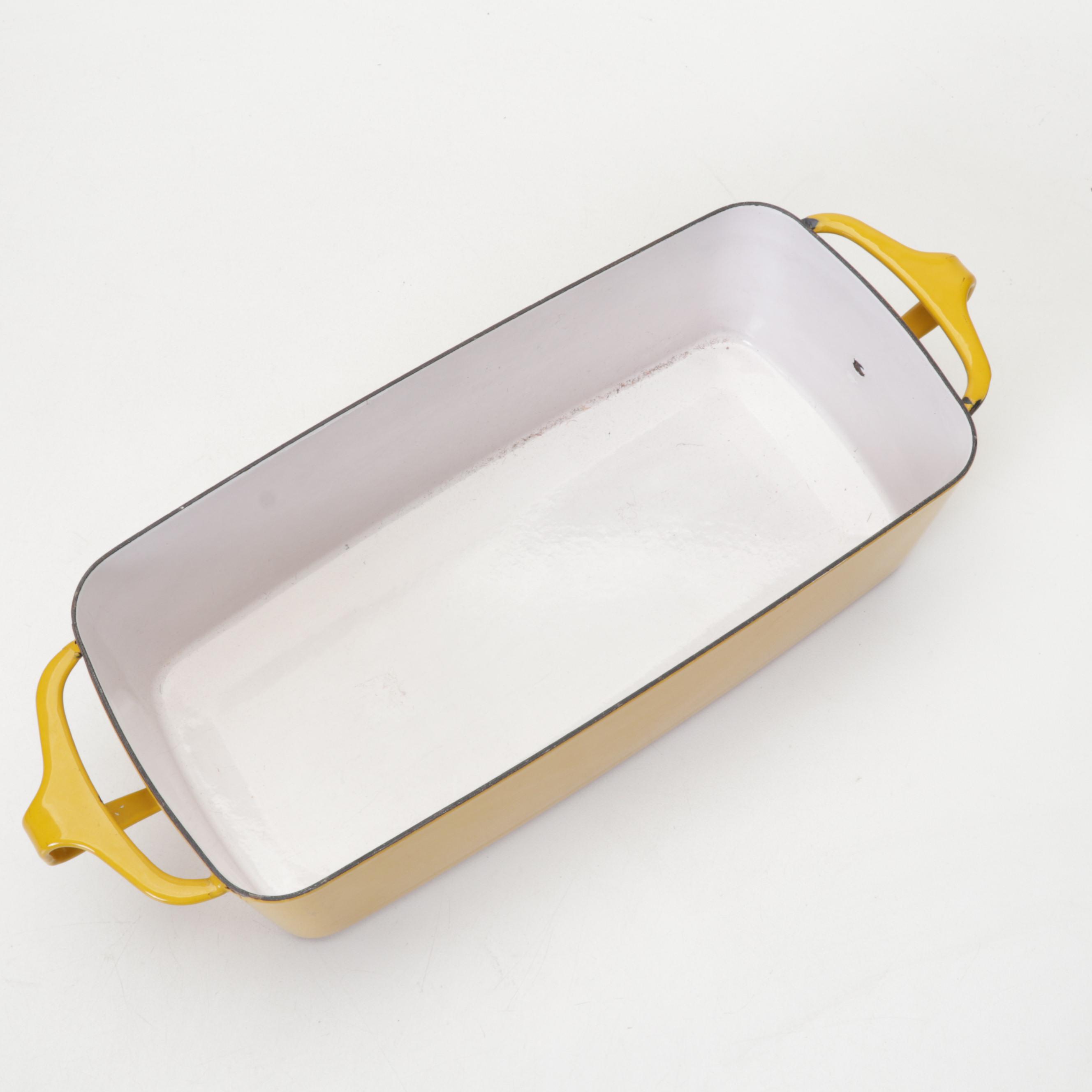 Dansk Enamel Paella and Loaf Pan with Japanese Wooden Rooster Nesting Boxes