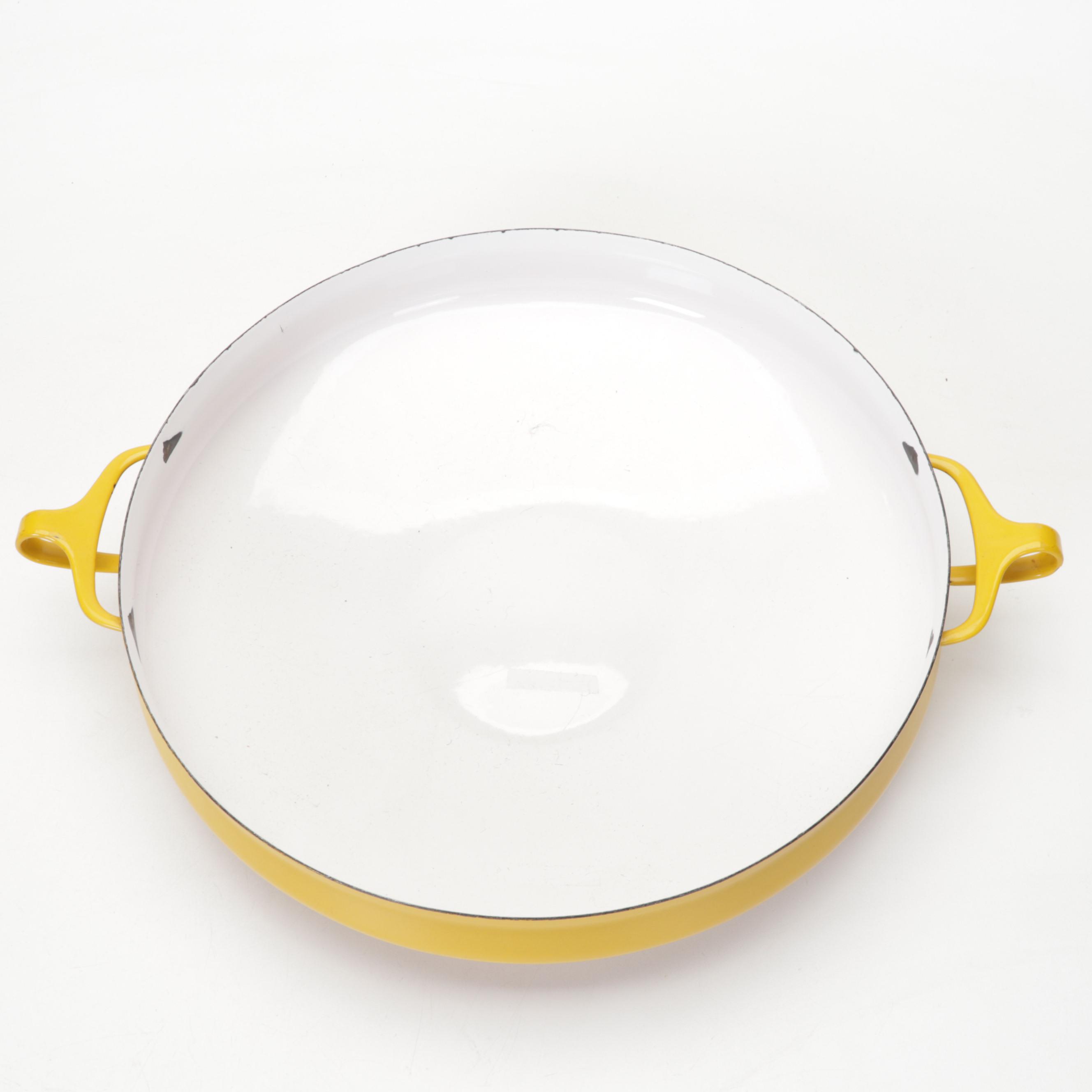 Dansk Enamel Paella and Loaf Pan with Japanese Wooden Rooster Nesting Boxes