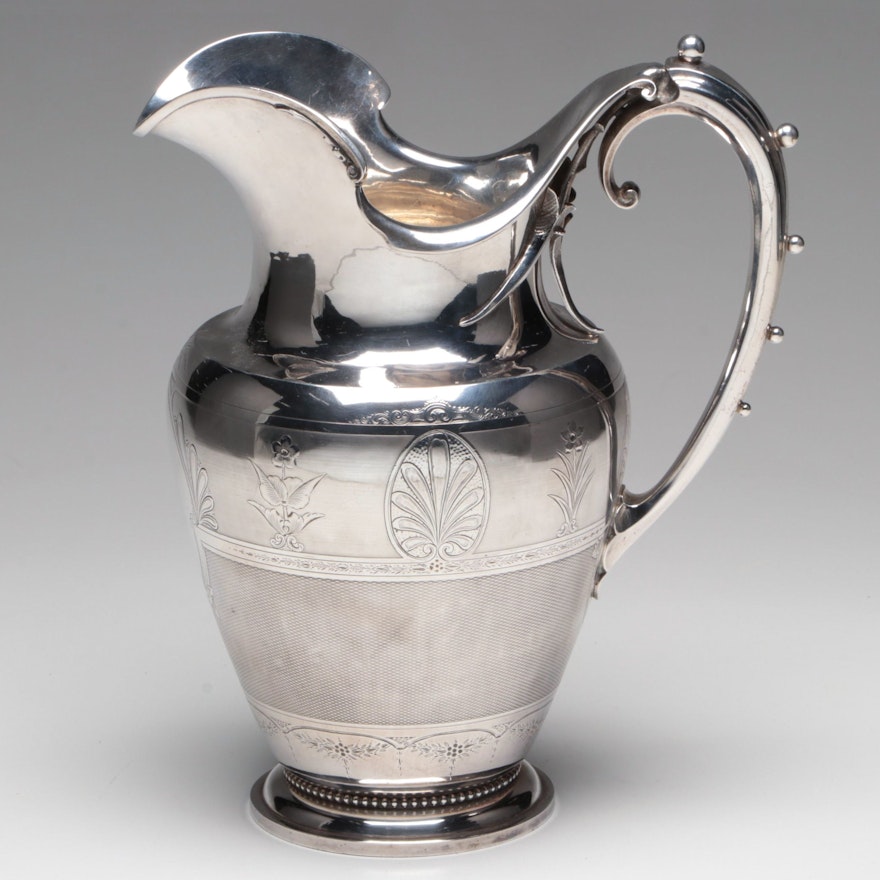 Gorham Neoclassical Coin Silver Pitcher, Mid-19th Century