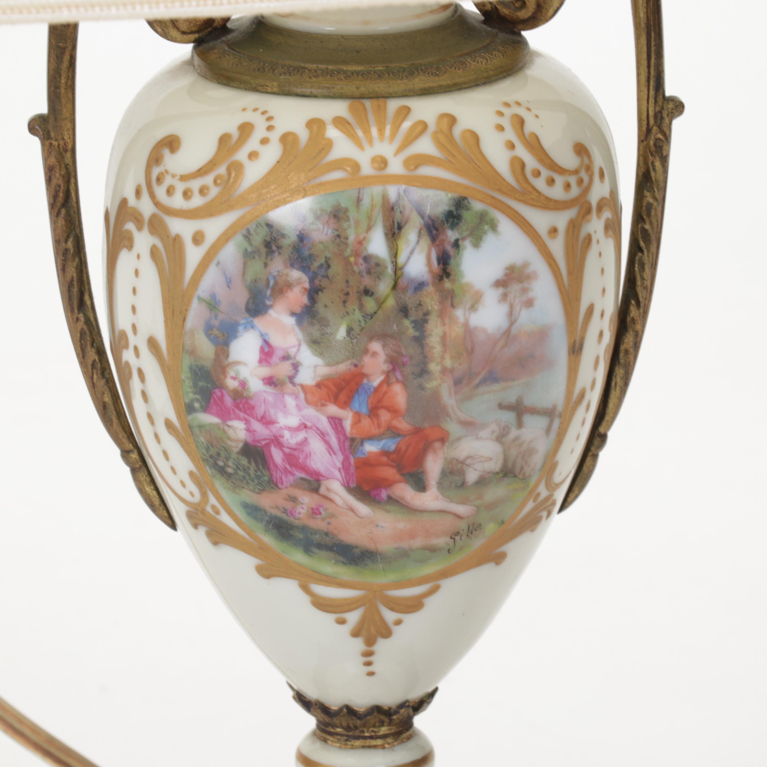 Rudolstadt Strauss & Söhne Porcelain Vase, Lamp, Cheese Keeper, Painting