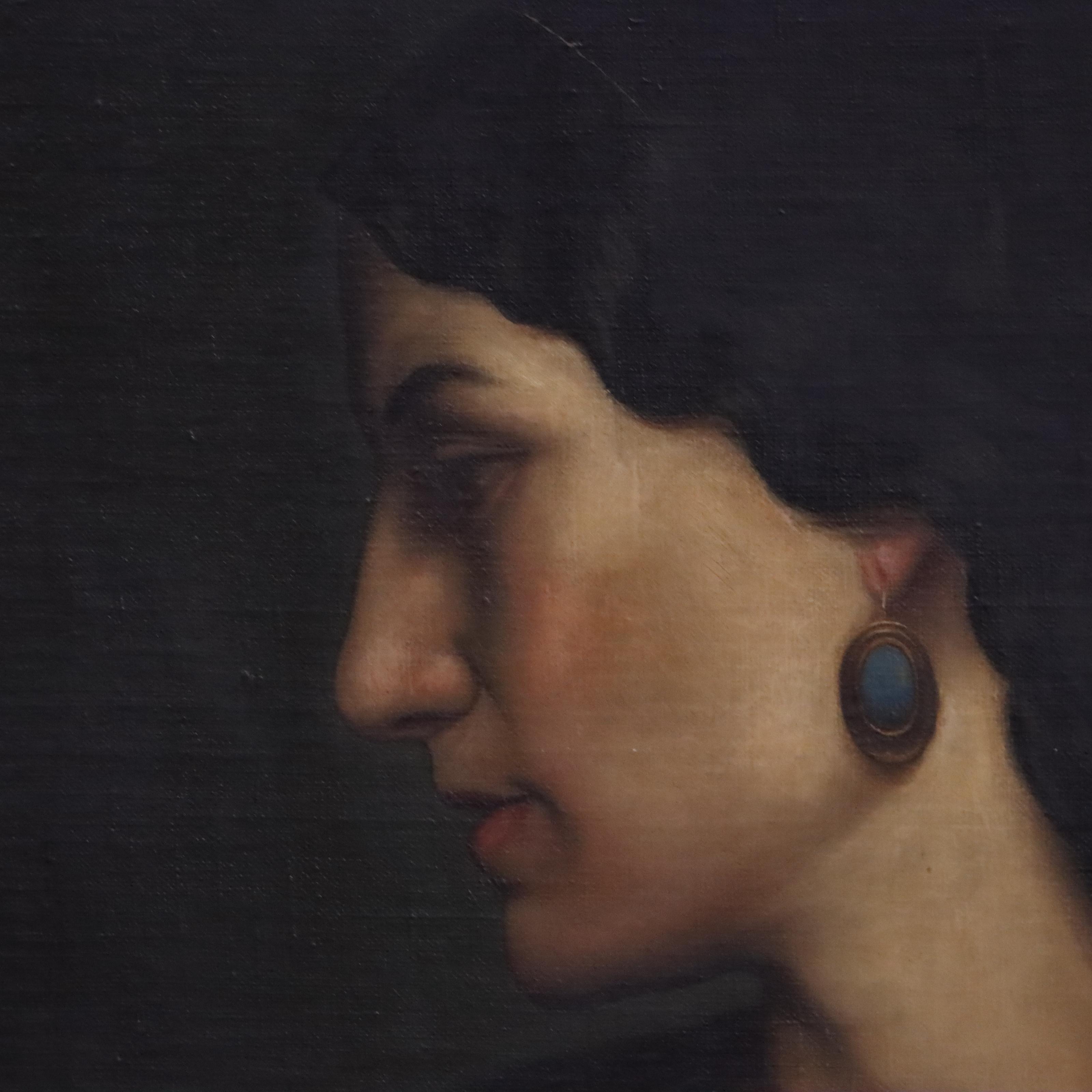 Portrait Oil Painting After Anselm Feuerbach "Nanna," Early 20th Century