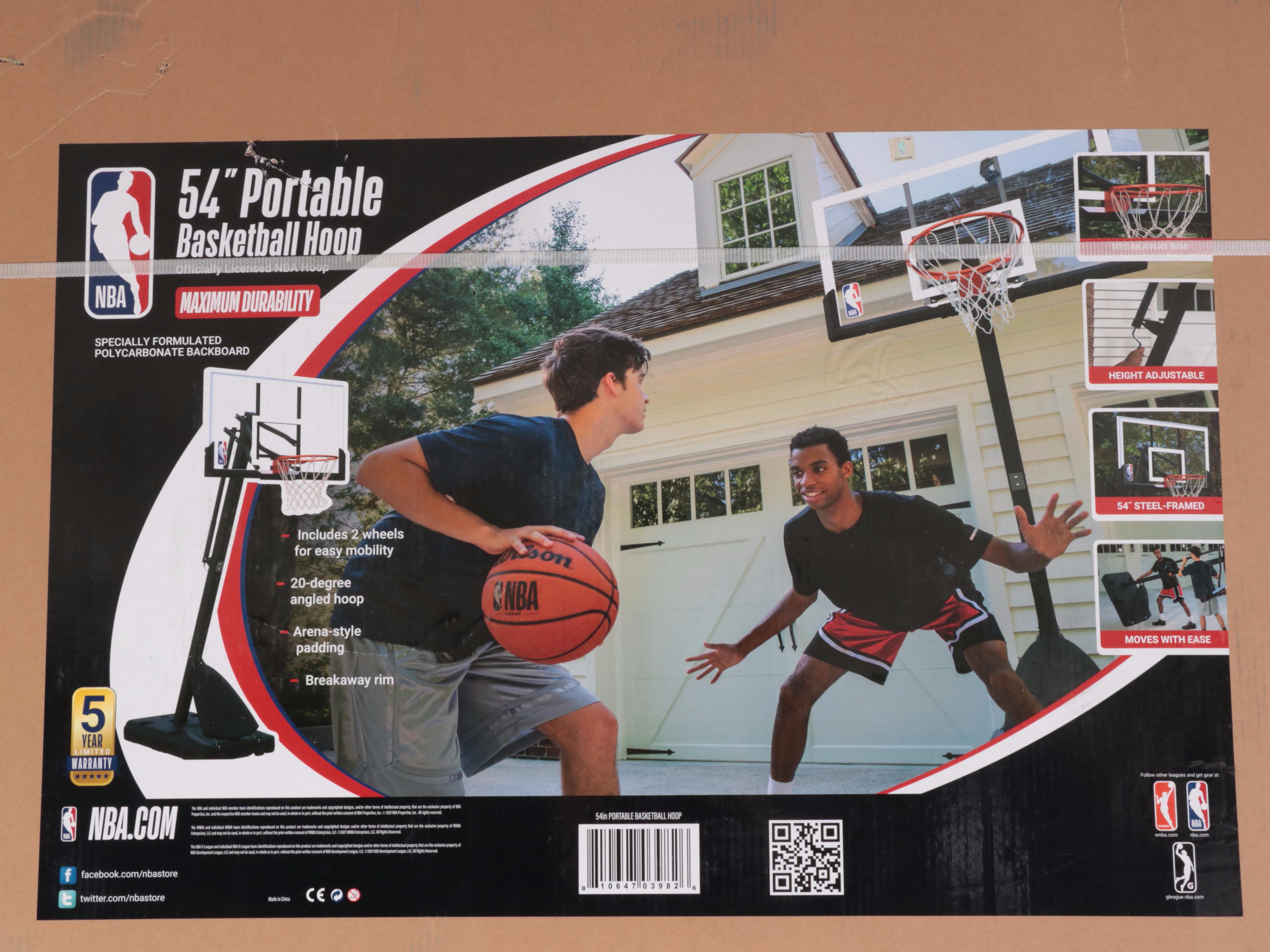 Official NBA 54” Portable Basketball Hoop with Polycarbonate Backboard