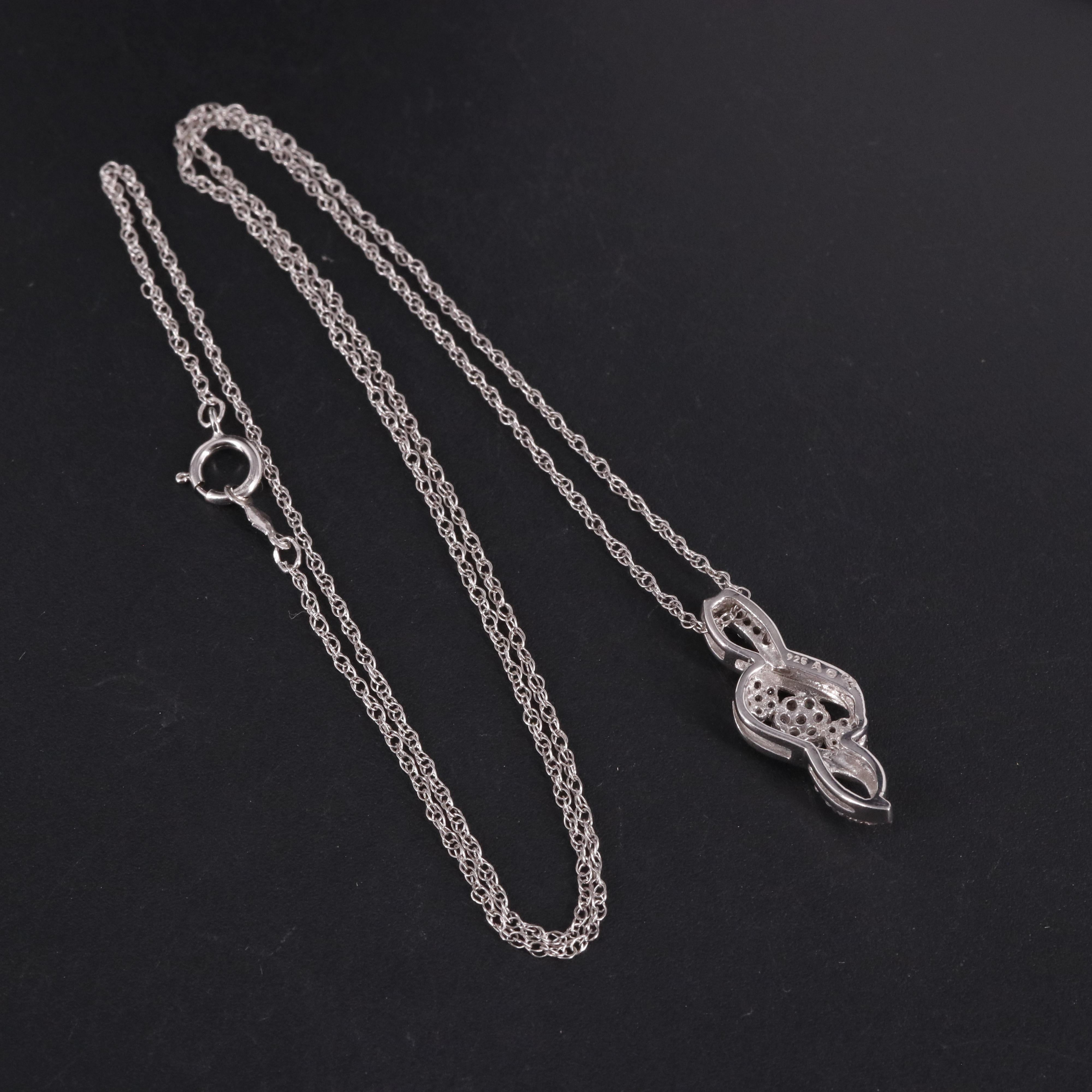 Sterling Diamond Treble Clef Pendant Necklace