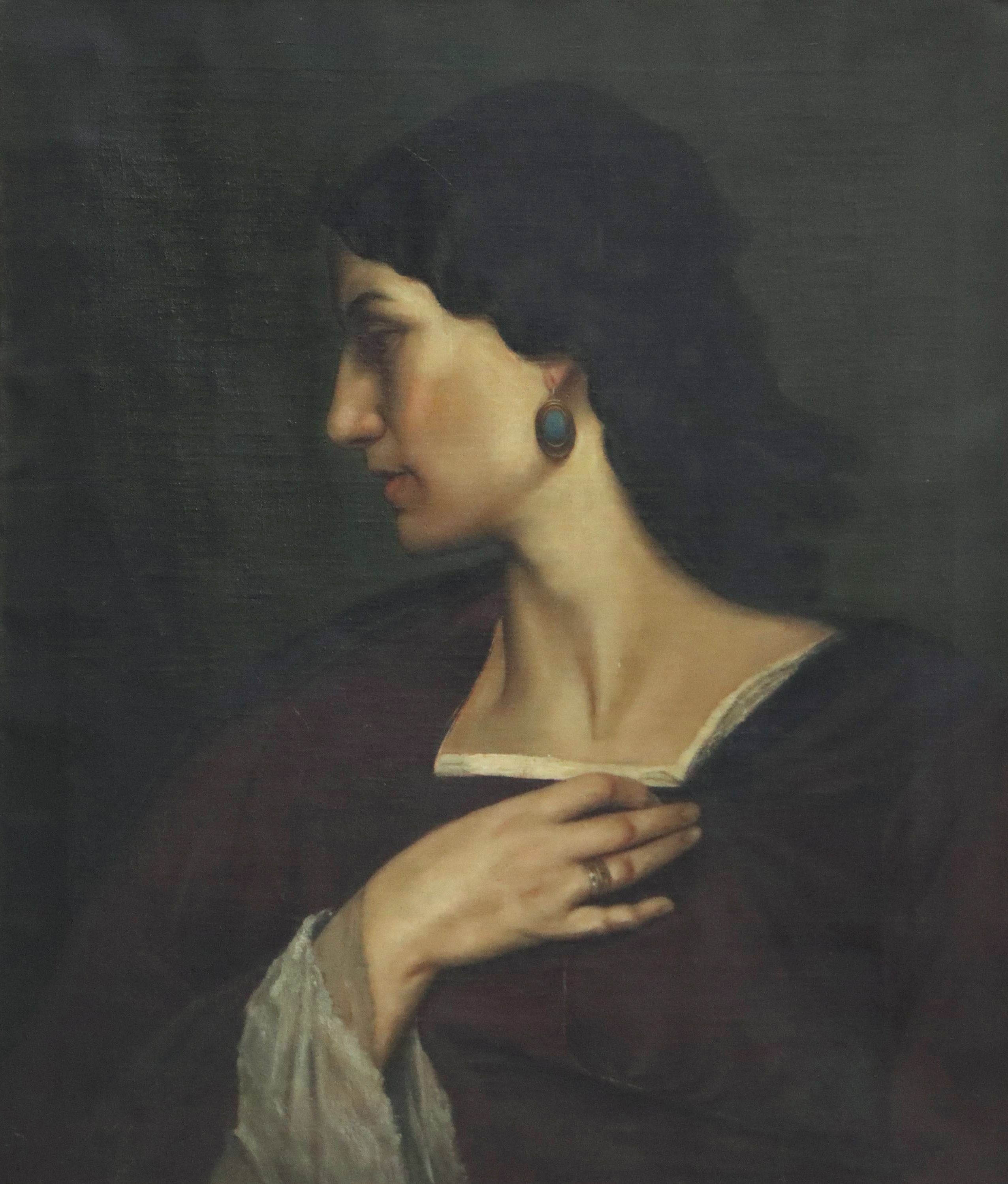 Portrait Oil Painting After Anselm Feuerbach "Nanna," Early 20th Century