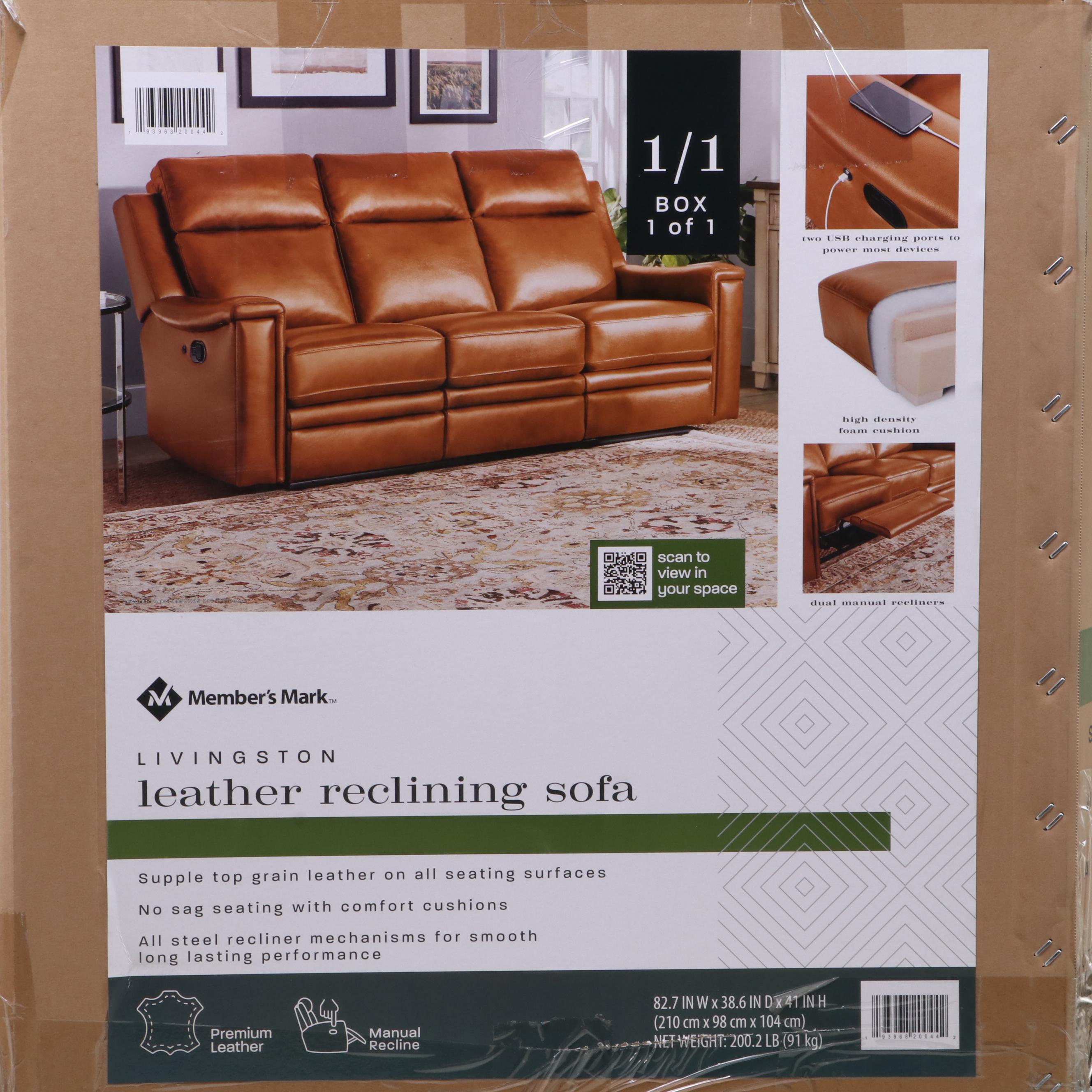Member's Mark Livingston Leather Reclining Sofa