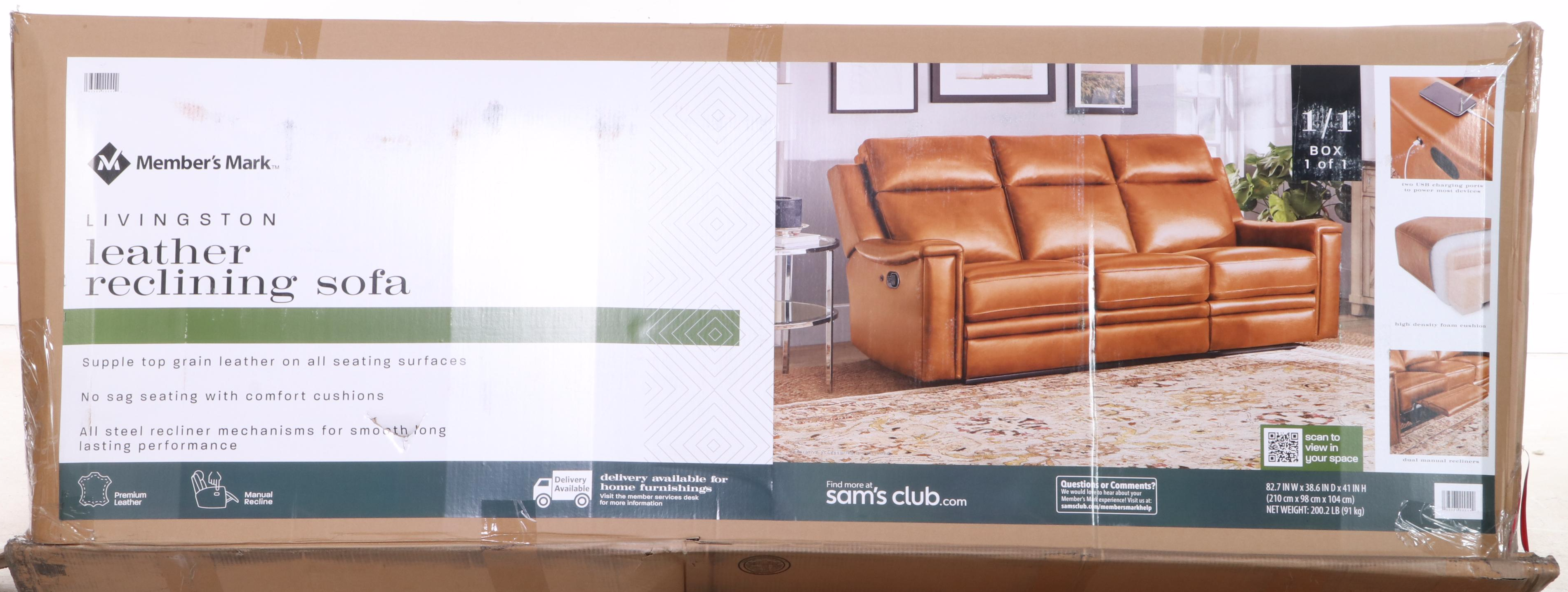 Member's Mark Livingston Leather Reclining Sofa