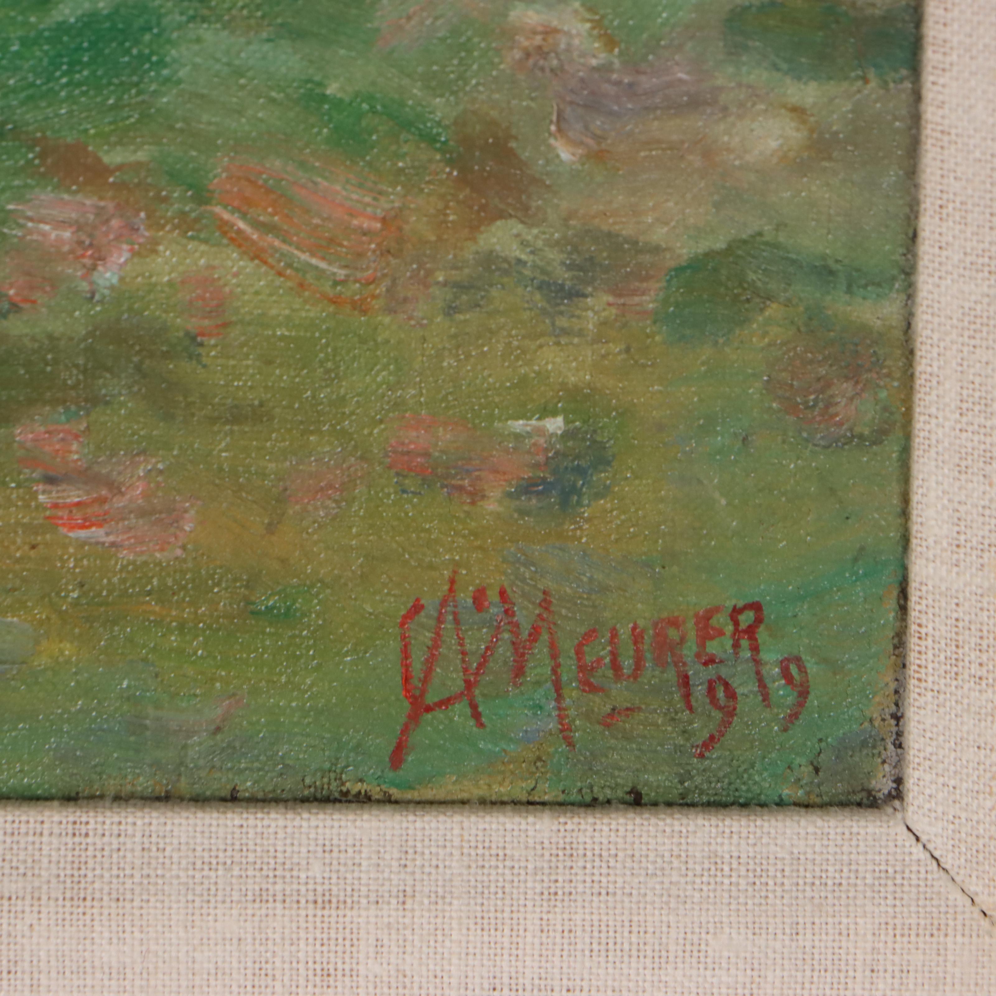 Charles Alfred Meurer Landscape With Sheep Oil Painting, 1919