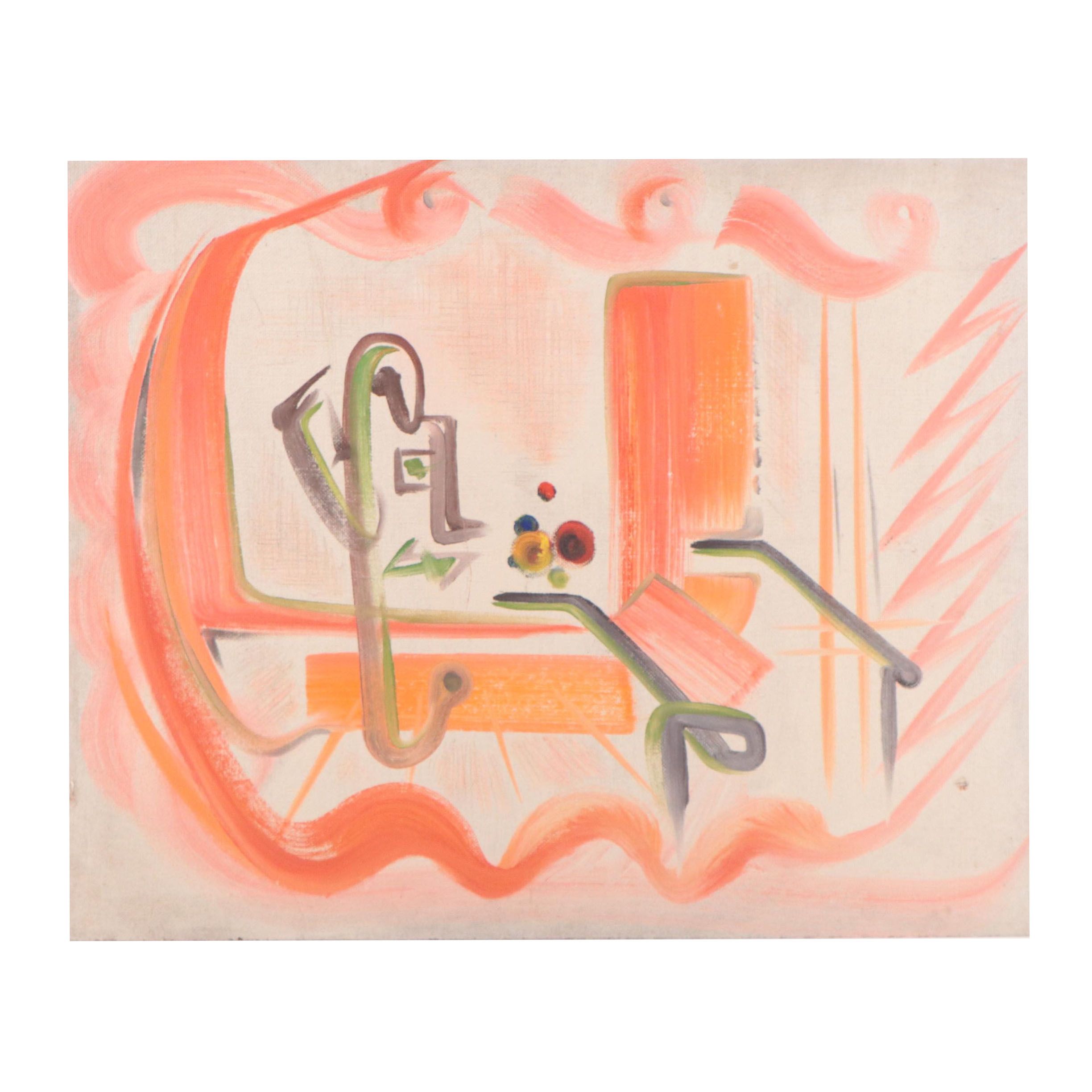 Bill Martin Abstract Oil Painting of Interior