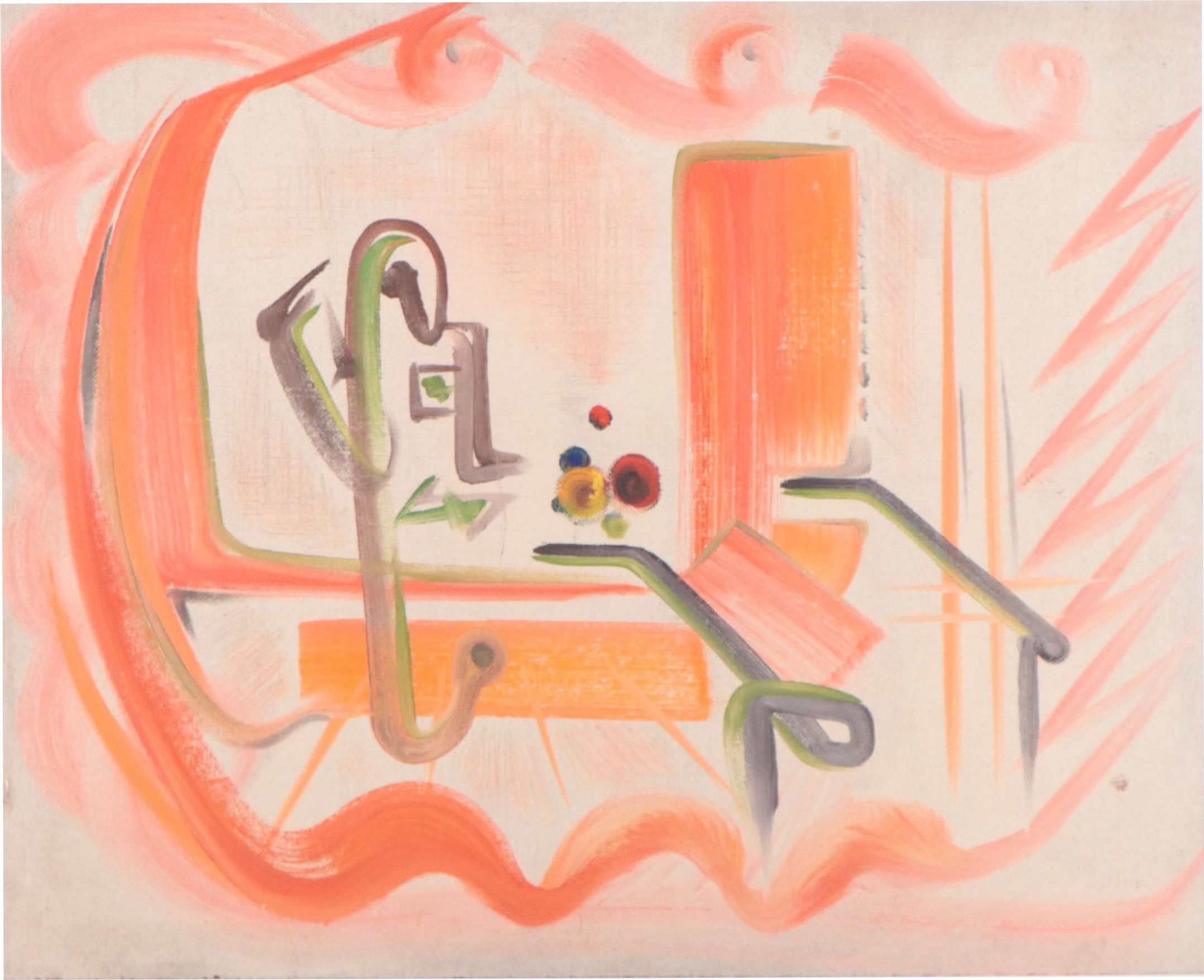 Bill Martin Abstract Oil Painting of Interior