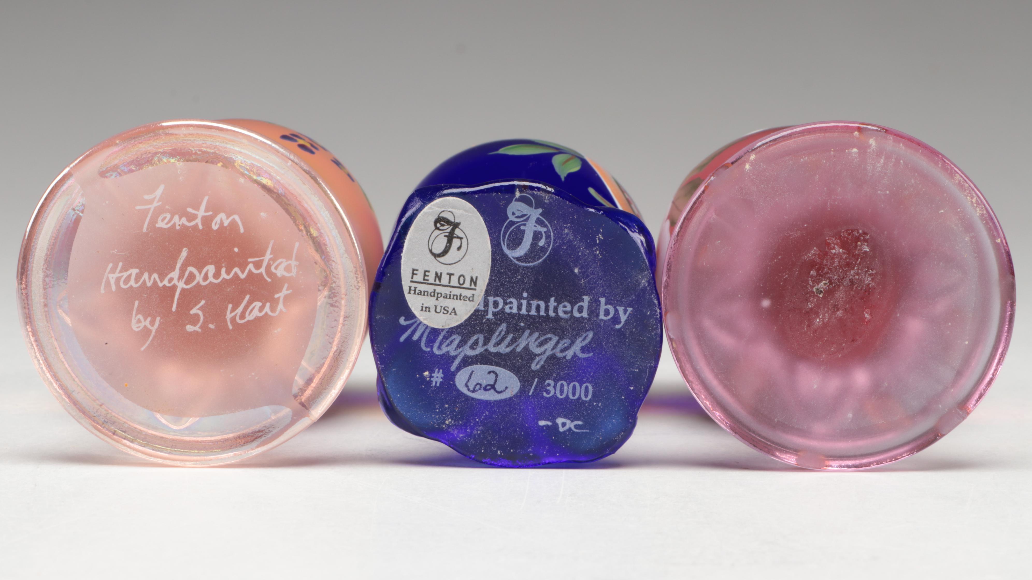 Fenton Hand-Painted Glass Eggs