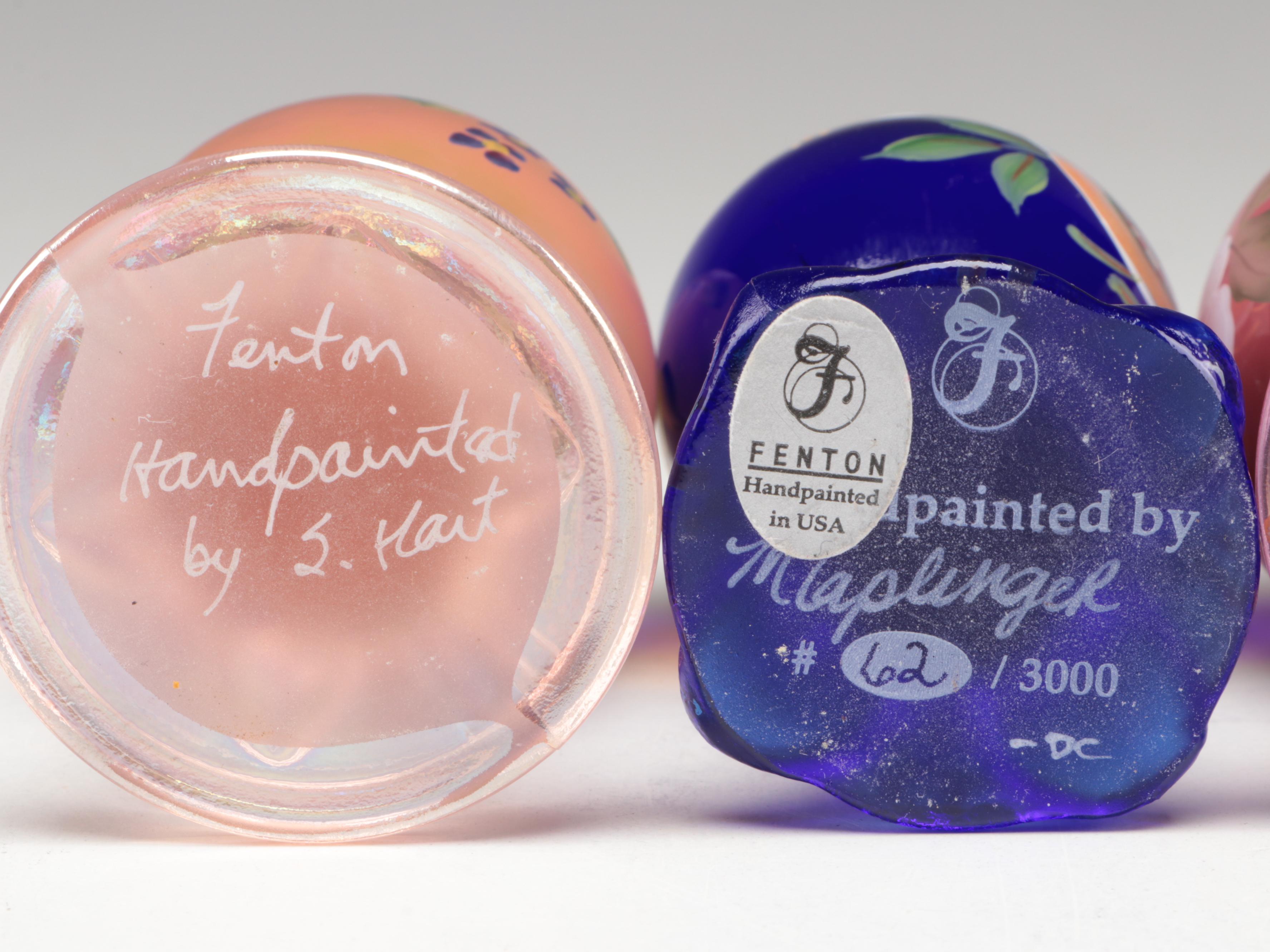 Fenton Hand-Painted Glass Eggs